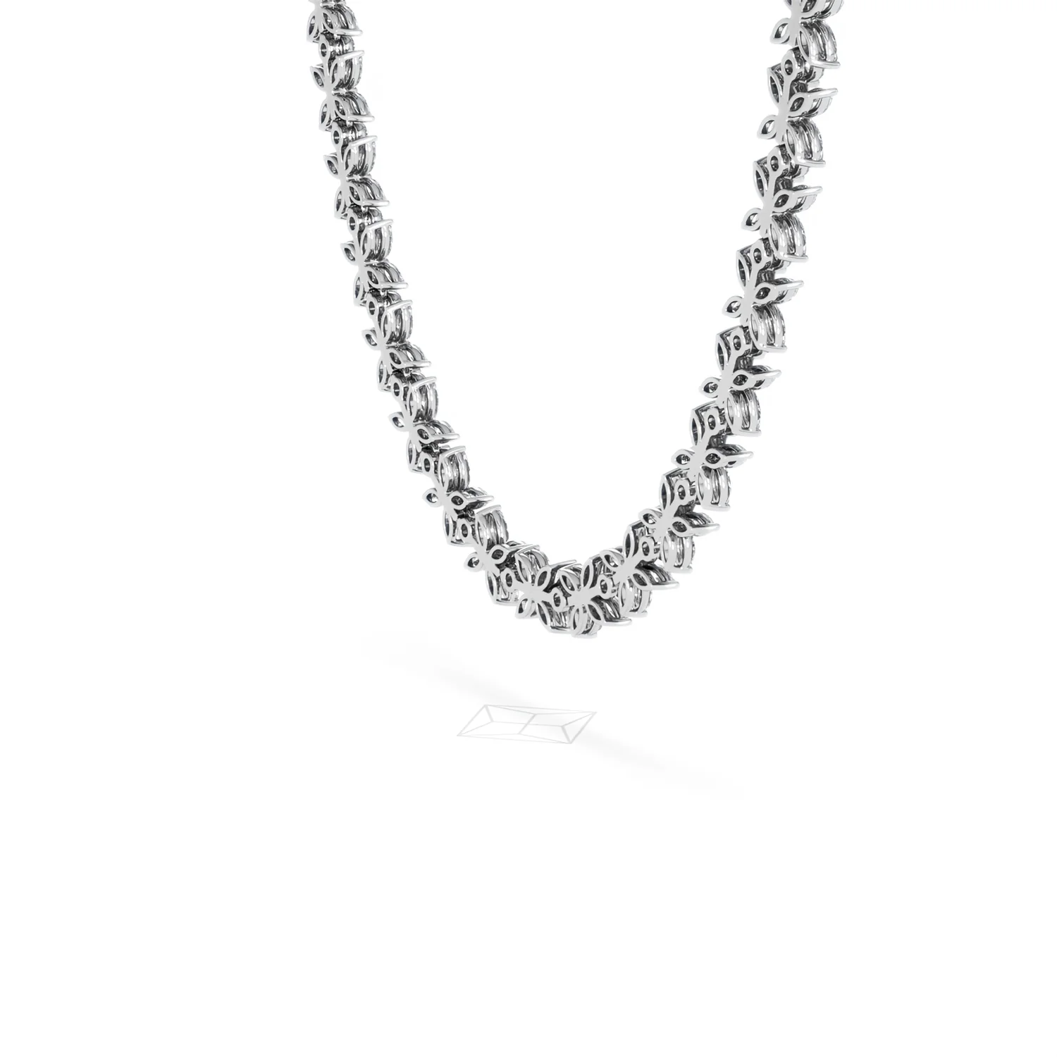 Luxe Floral 17.00ct Marquise and Round Cut Lab Diamond Tennis Necklace in 18K White Gold - Image 61
