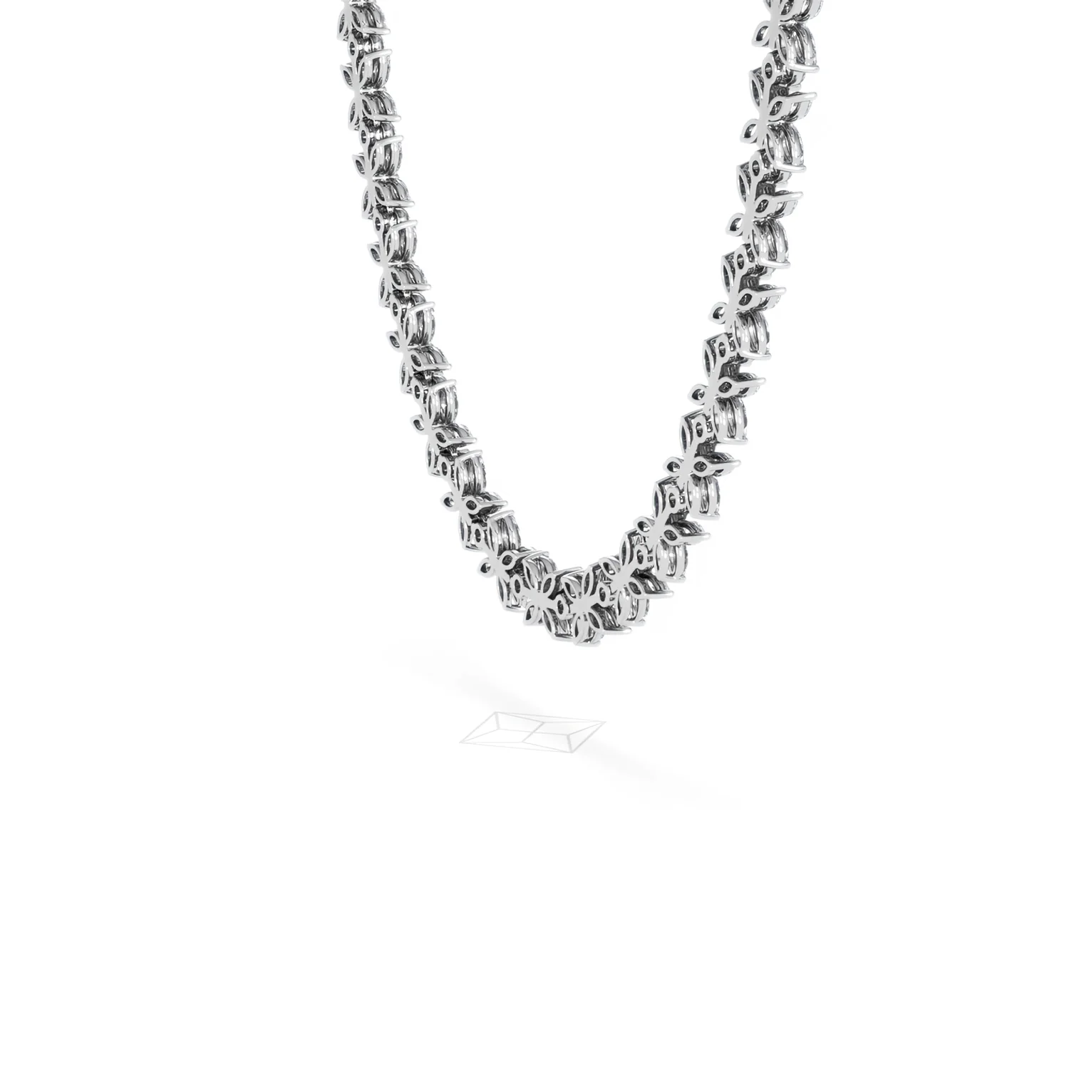 Luxe Floral 17.00ct Marquise and Round Cut Lab Diamond Tennis Necklace in 18K White Gold - Image 62