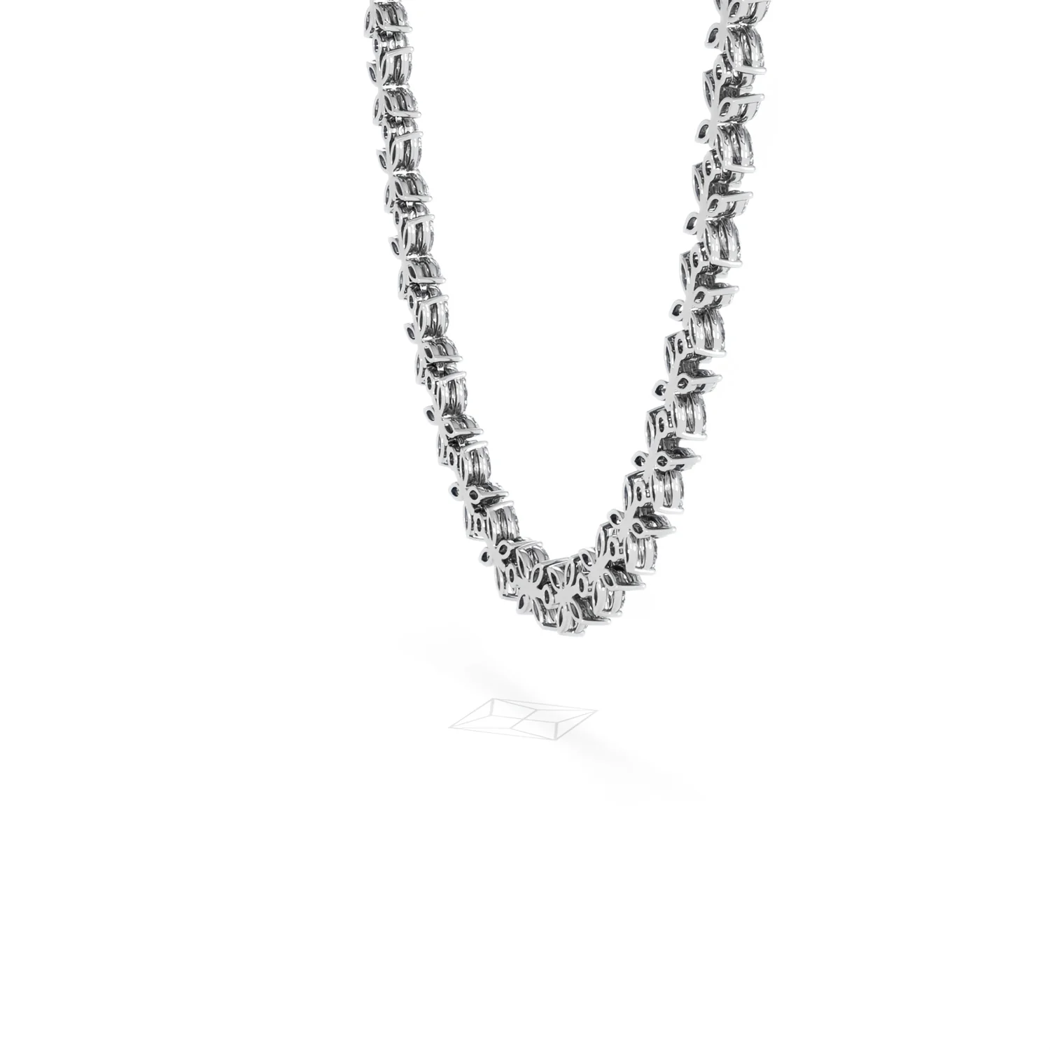 Luxe Floral 17.00ct Marquise and Round Cut Lab Diamond Tennis Necklace in 18K White Gold - Image 63