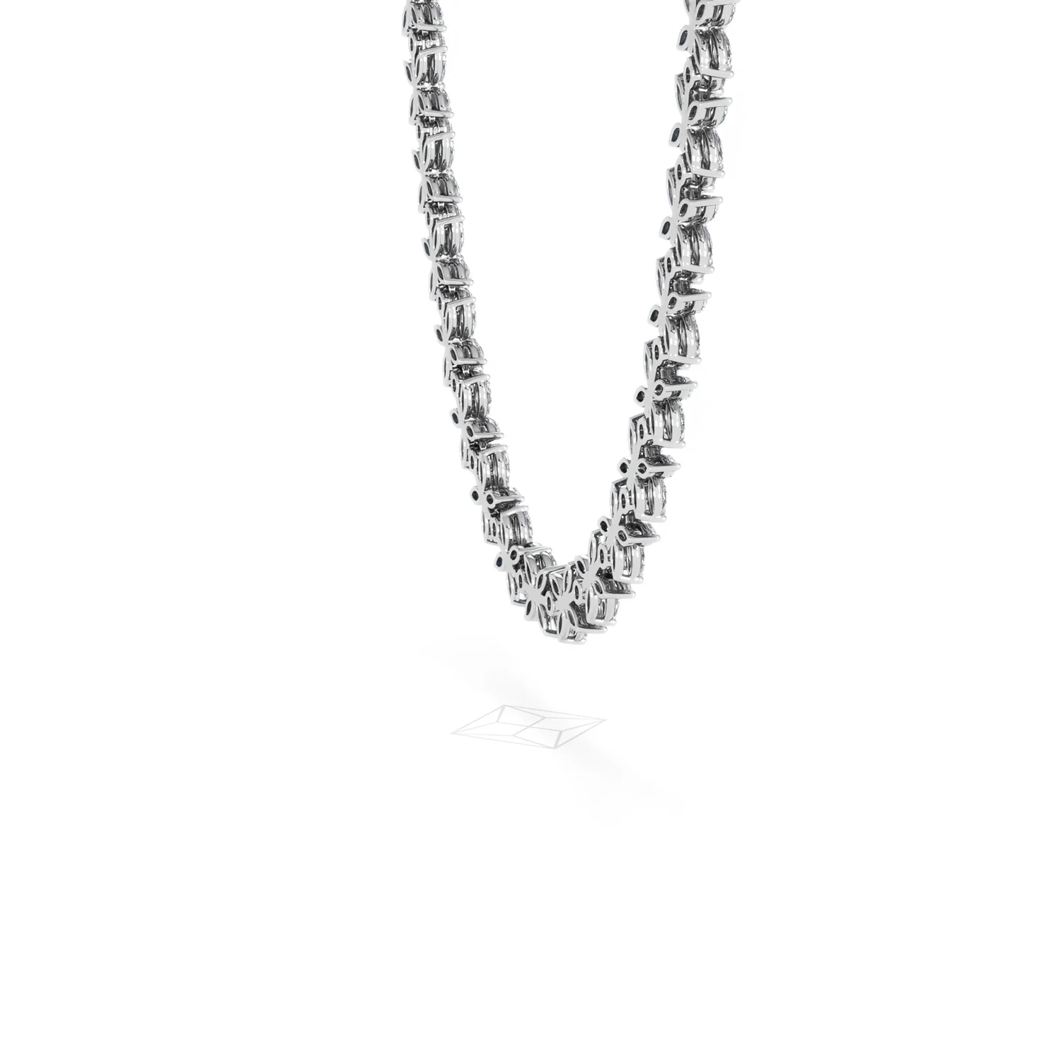 Luxe Floral 17.00ct Marquise and Round Cut Lab Diamond Tennis Necklace in 18K White Gold - Image 64