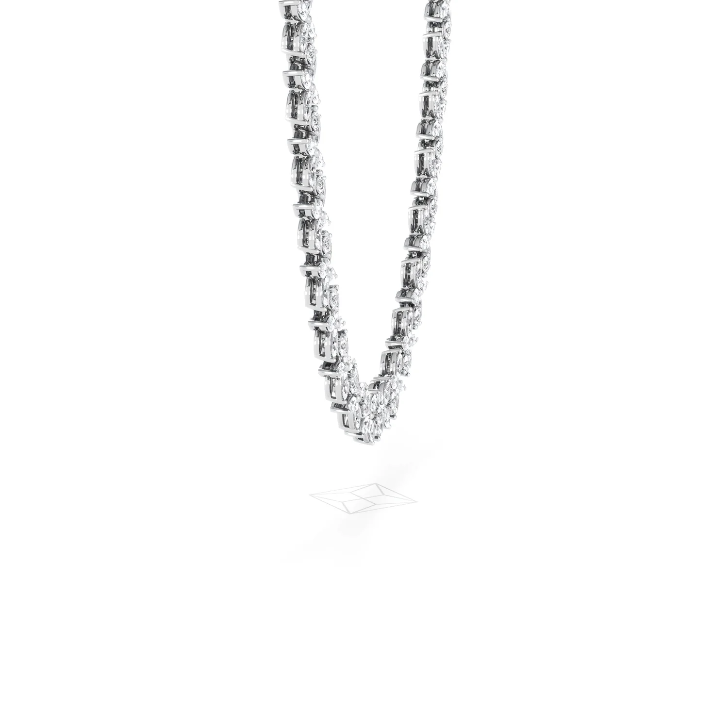 Luxe Floral 17.00ct Marquise and Round Cut Lab Diamond Tennis Necklace in 18K White Gold - Image 71