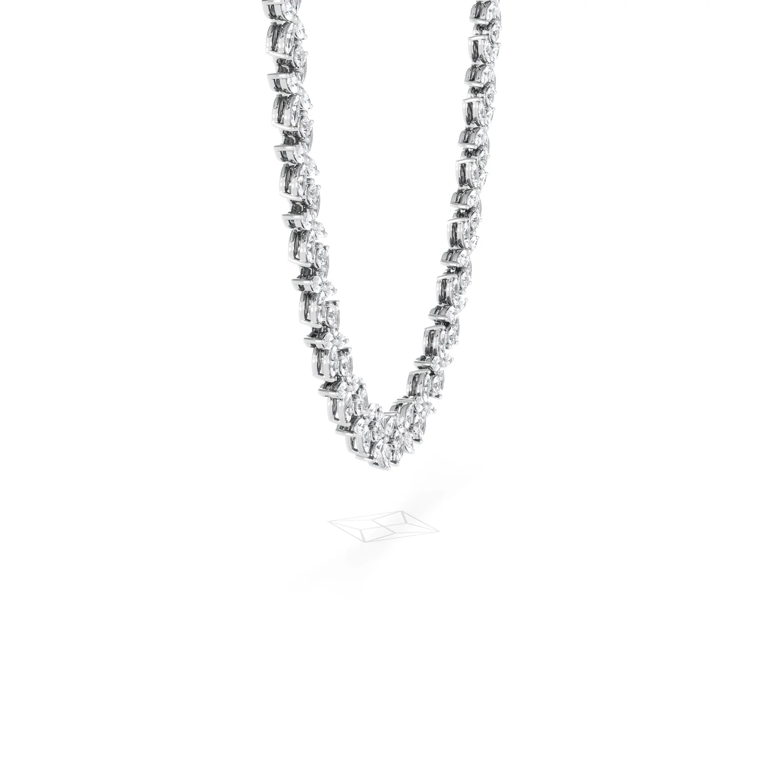 Luxe Floral 17.00ct Marquise and Round Cut Lab Diamond Tennis Necklace in 18K White Gold - Image 72