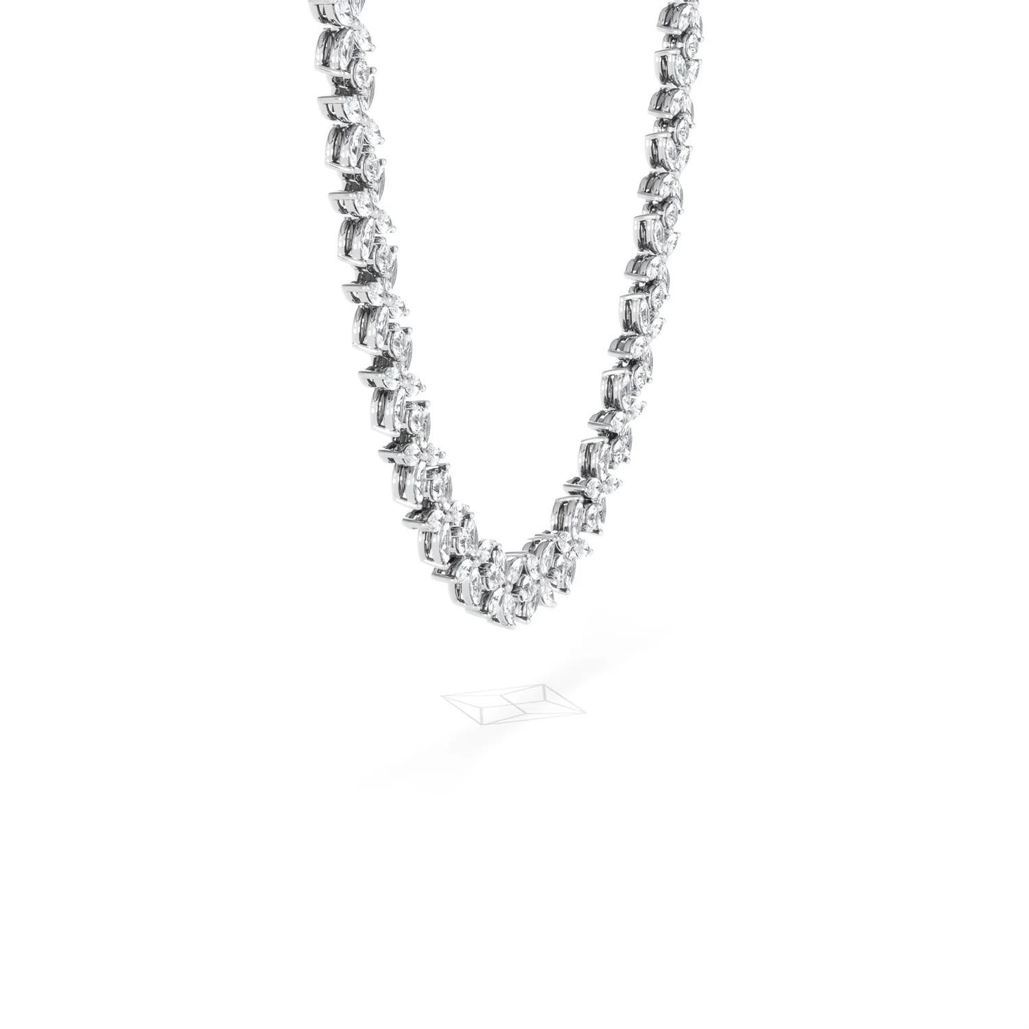 Luxe Floral 17.00ct Marquise and Round Cut Lab Diamond Tennis Necklace in 18K White Gold - Image 73