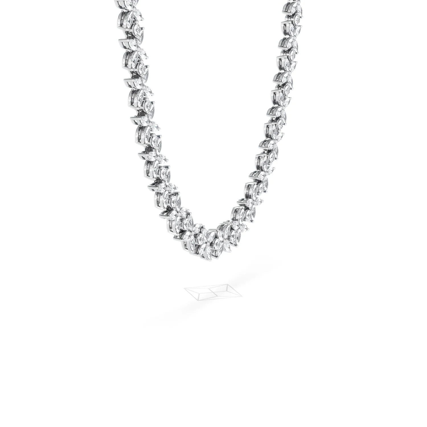 Luxe Floral 17.00ct Marquise and Round Cut Lab Diamond Tennis Necklace in 18K White Gold - Image 74