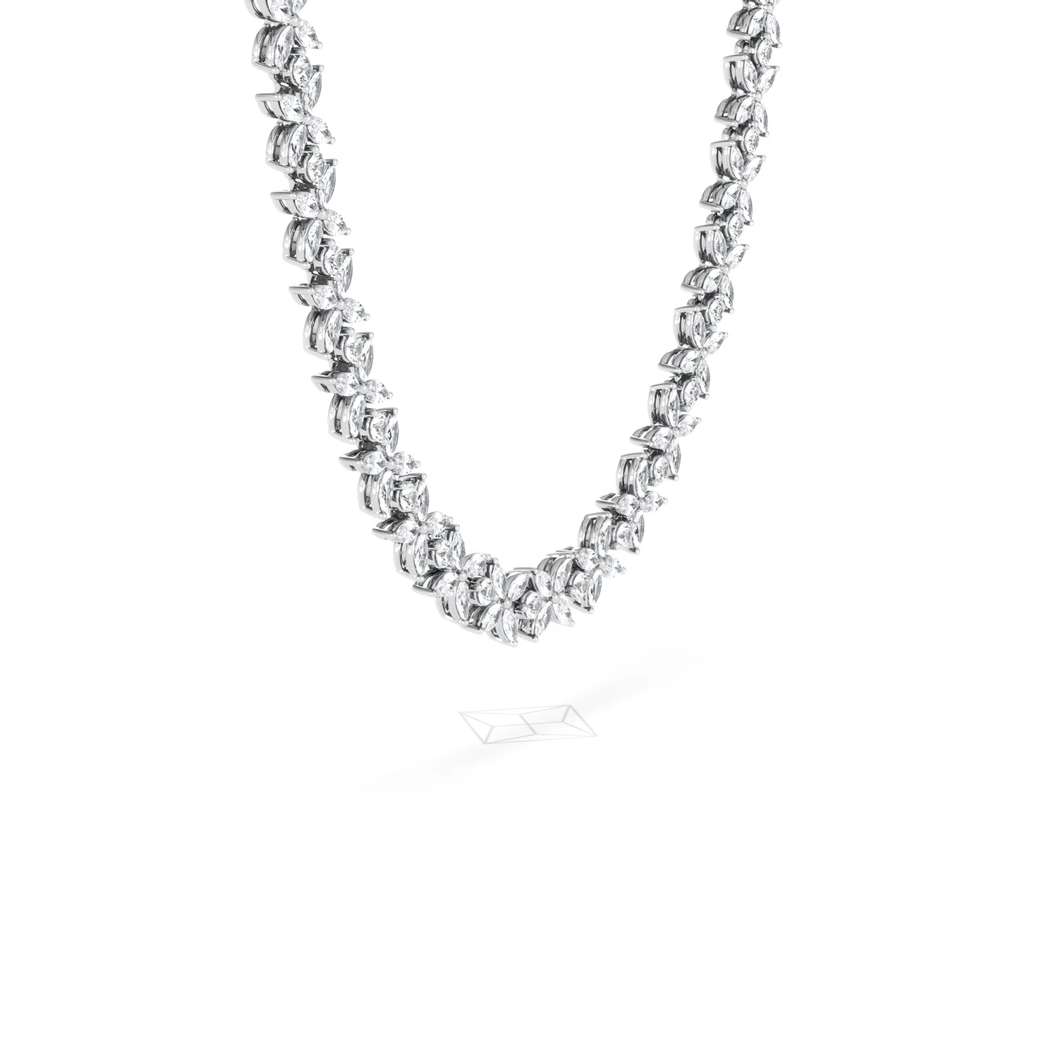 Luxe Floral 17.00ct Marquise and Round Cut Lab Diamond Tennis Necklace in 18K White Gold - Image 75
