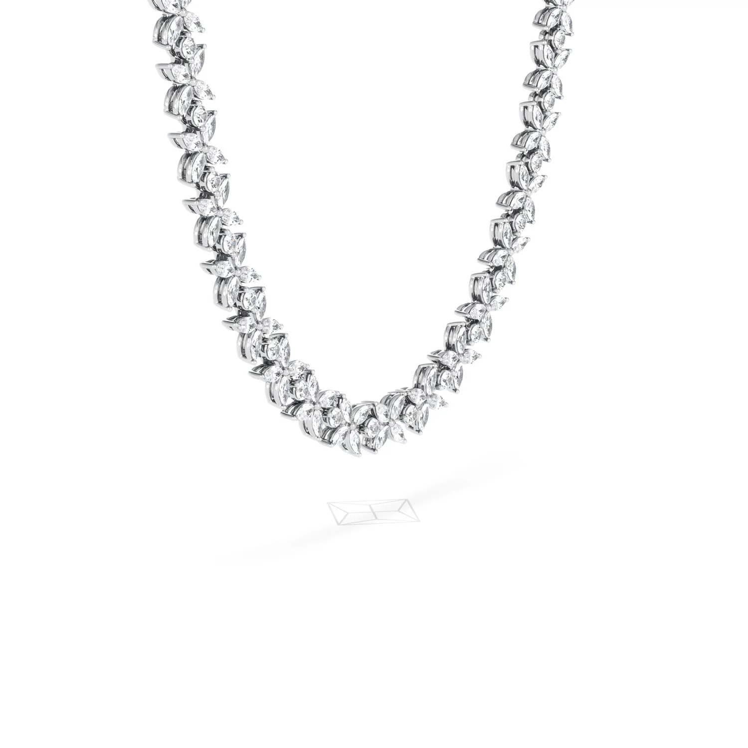 Luxe Floral 17.00ct Marquise and Round Cut Lab Diamond Tennis Necklace in 18K White Gold - Image 76