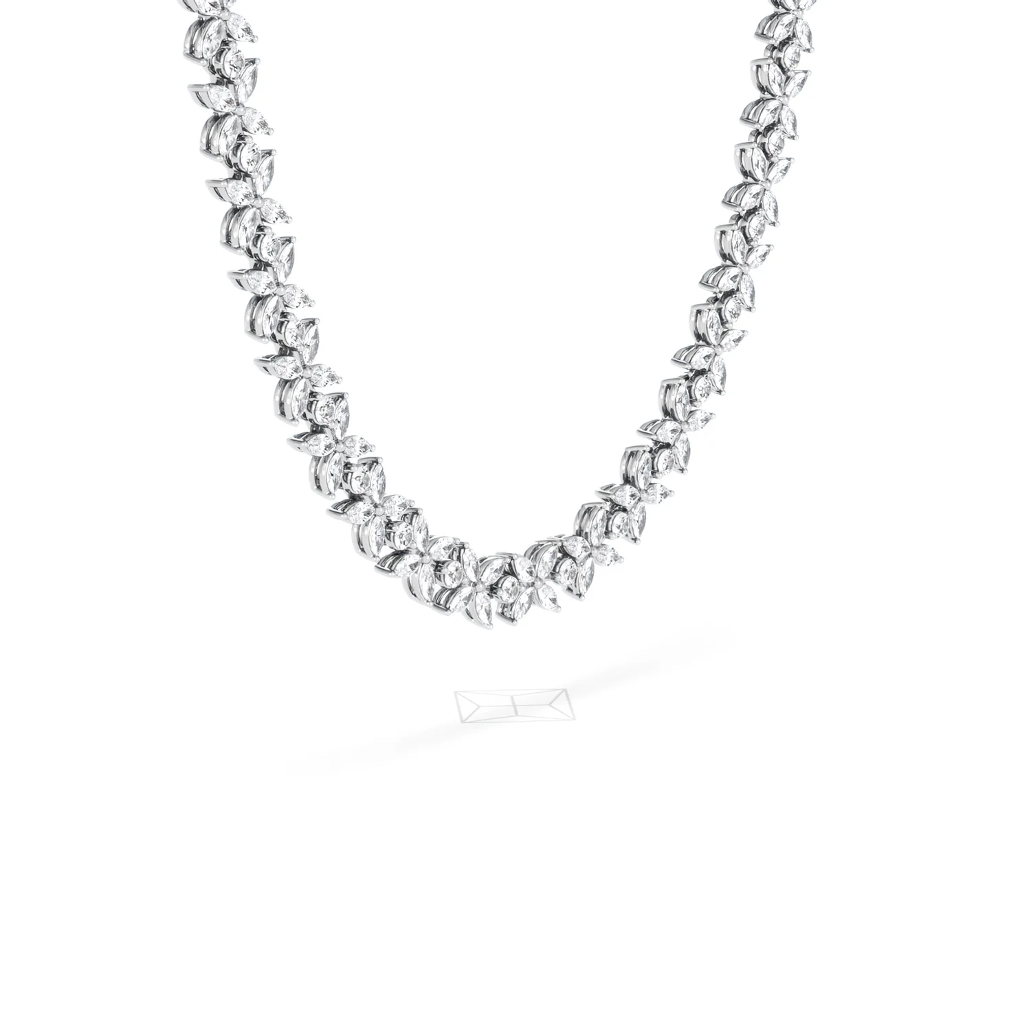 Luxe Floral 17.00ct Marquise and Round Cut Lab Diamond Tennis Necklace in 18K White Gold - Image 77