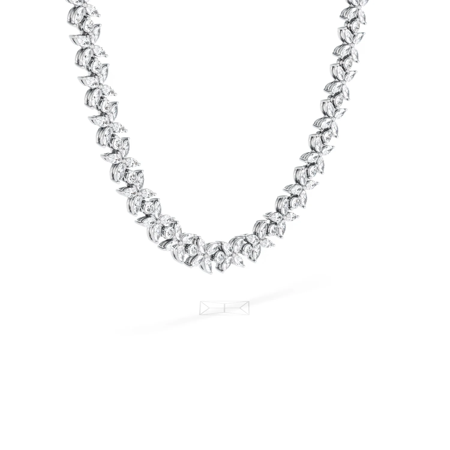 Luxe Floral 17.00ct Marquise and Round Cut Lab Diamond Tennis Necklace in 18K White Gold - Image 78