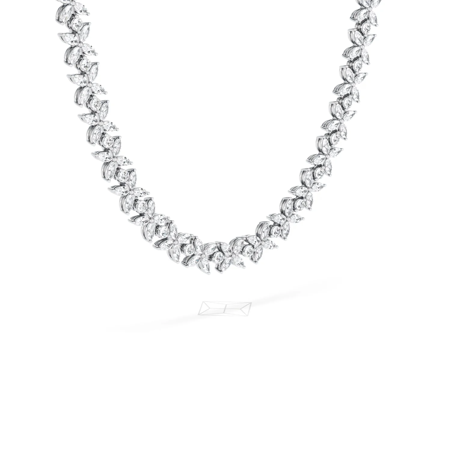 Luxe Floral 17.00ct Marquise and Round Cut Lab Diamond Tennis Necklace in 18K White Gold - Image 79