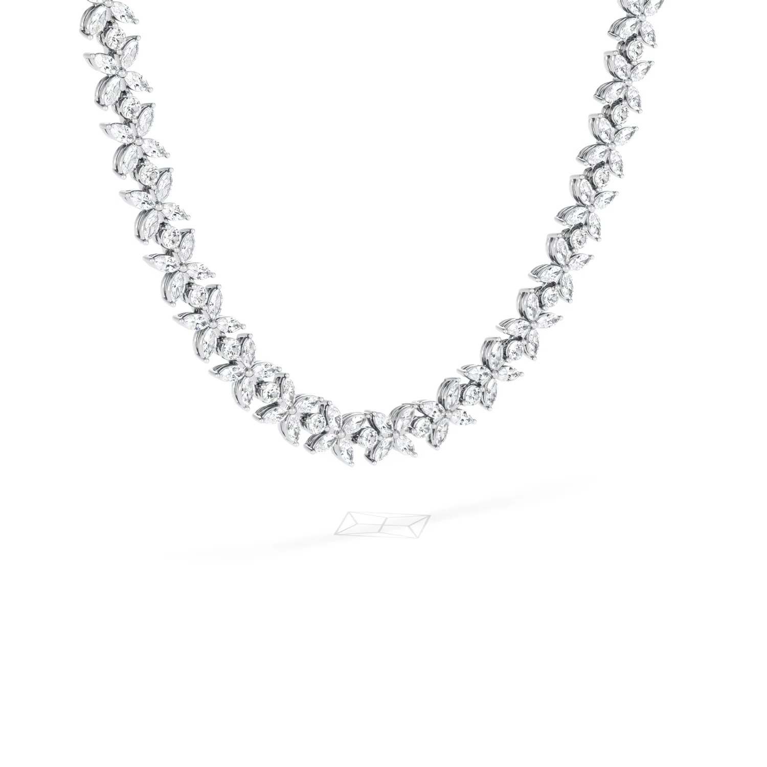Luxe Floral 17.00ct Marquise and Round Cut Lab Diamond Tennis Necklace in 18K White Gold - Image 80