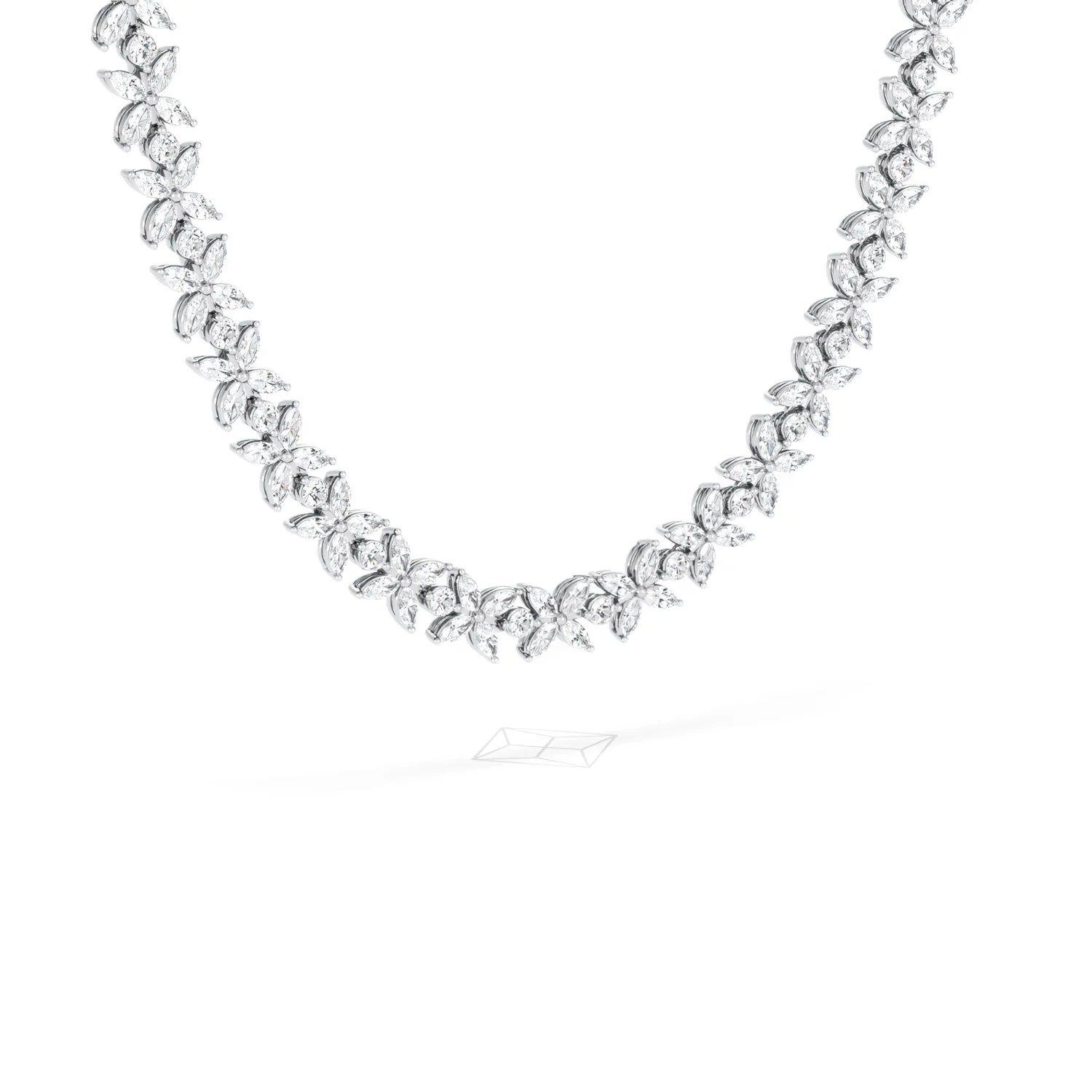 Luxe Floral 17.00ct Marquise and Round Cut Lab Diamond Tennis Necklace in 18K White Gold - Image 81