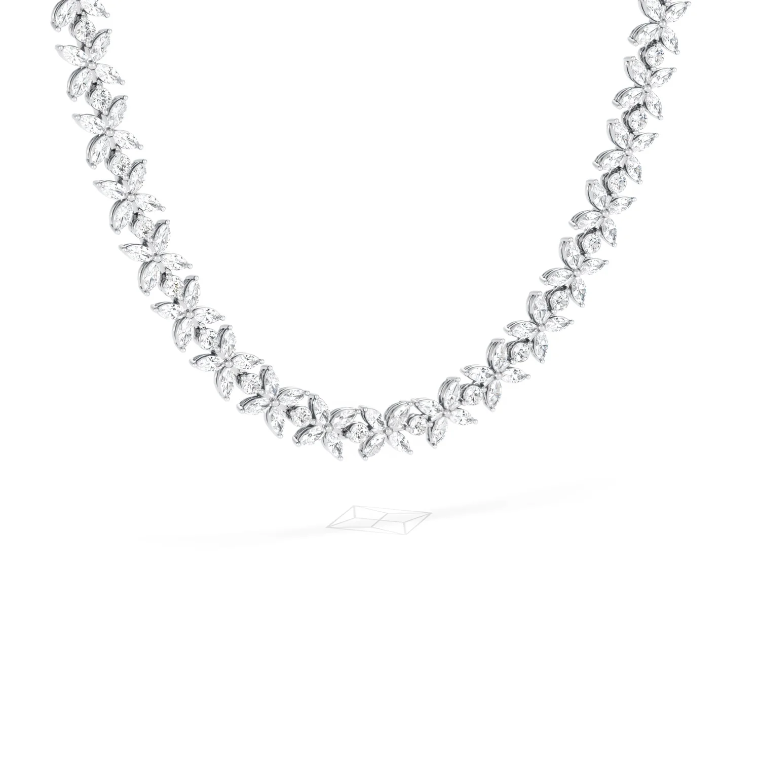 Luxe Floral 17.00ct Marquise and Round Cut Lab Diamond Tennis Necklace in 18K White Gold - Image 82
