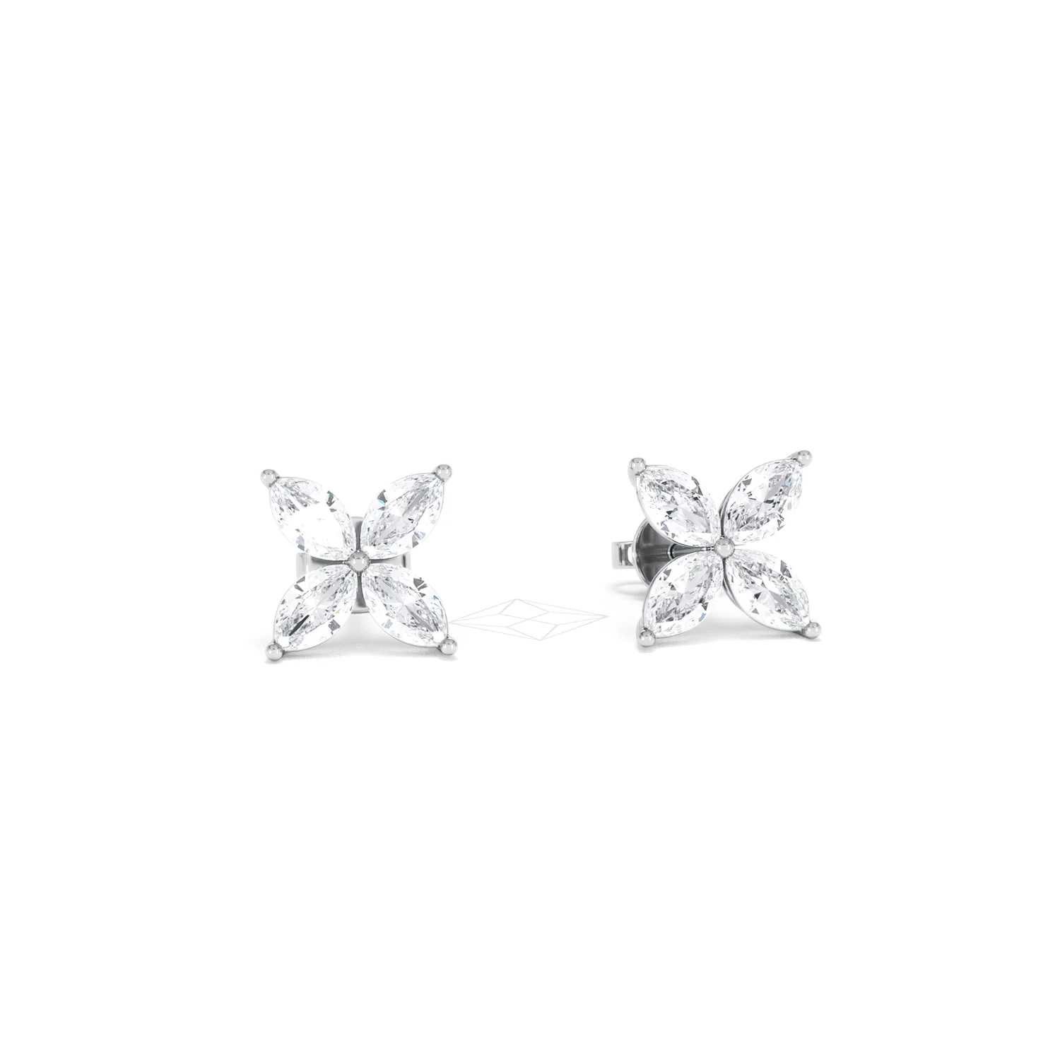 Luxe Floral 2.00ct Marquise Cut Lab Diamond Stud Earrings in 18K White Gold - Image 11