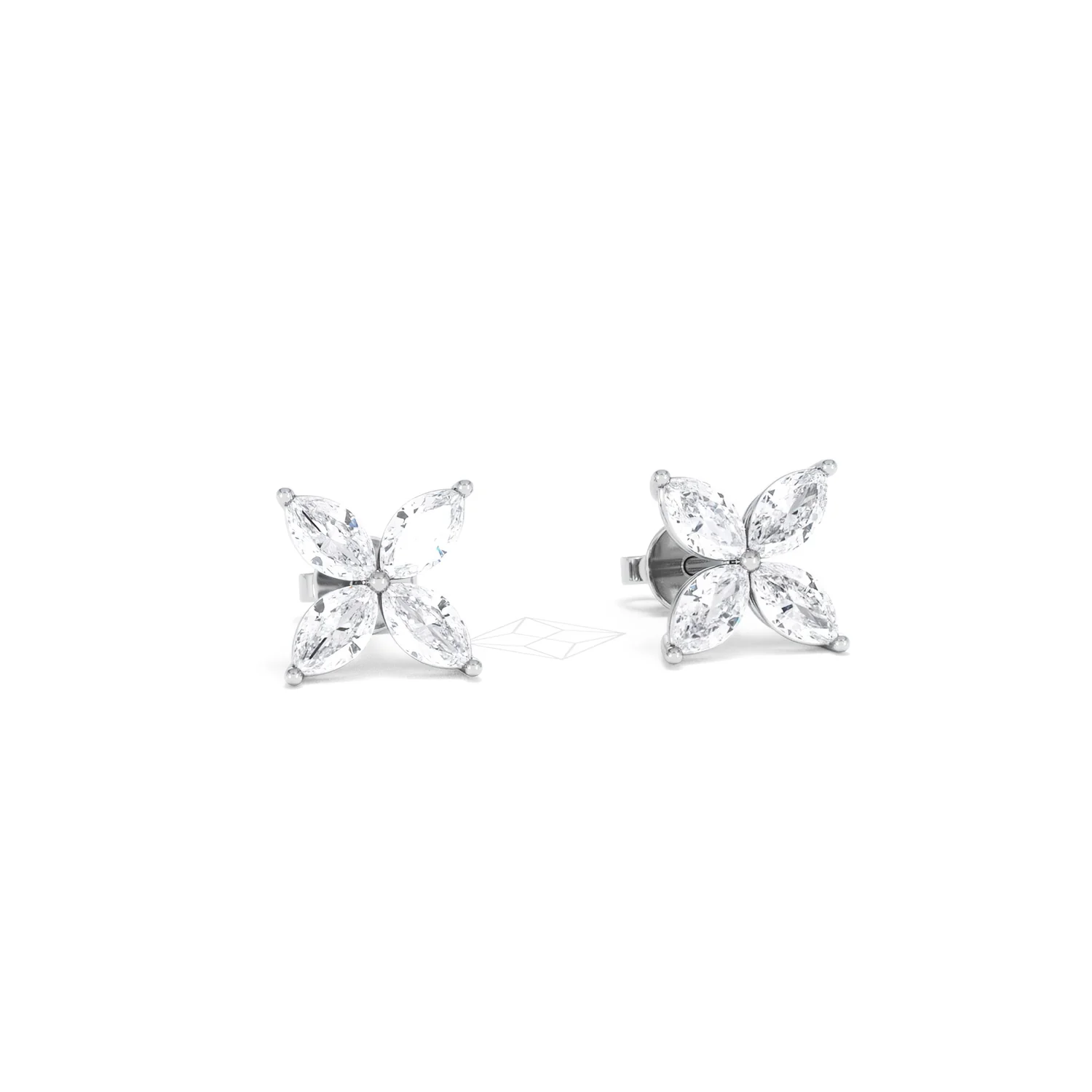Luxe Floral 2.00ct Marquise Cut Lab Diamond Stud Earrings in 18K White Gold - Image 12