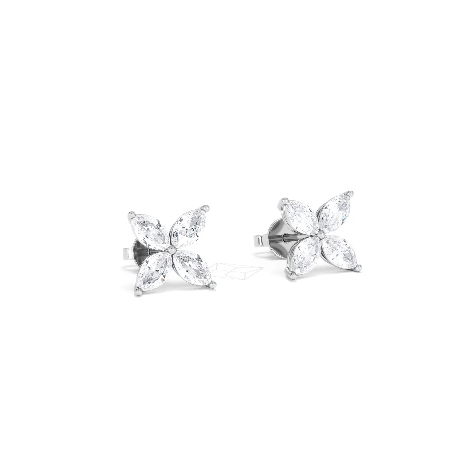 Luxe Floral 2.00ct Marquise Cut Lab Diamond Stud Earrings in 18K White Gold - Image 14