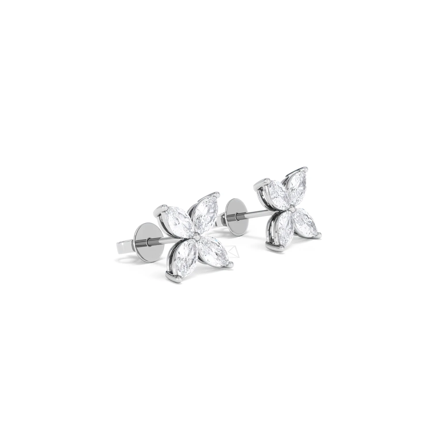 Luxe Floral 2.00ct Marquise Cut Lab Diamond Stud Earrings in 18K White Gold - Image 20