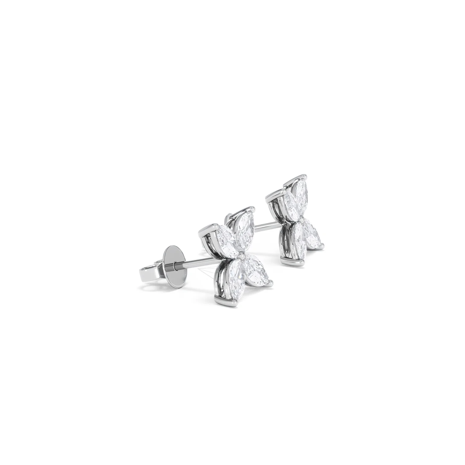 Luxe Floral 2.00ct Marquise Cut Lab Diamond Stud Earrings in 18K White Gold - Image 24