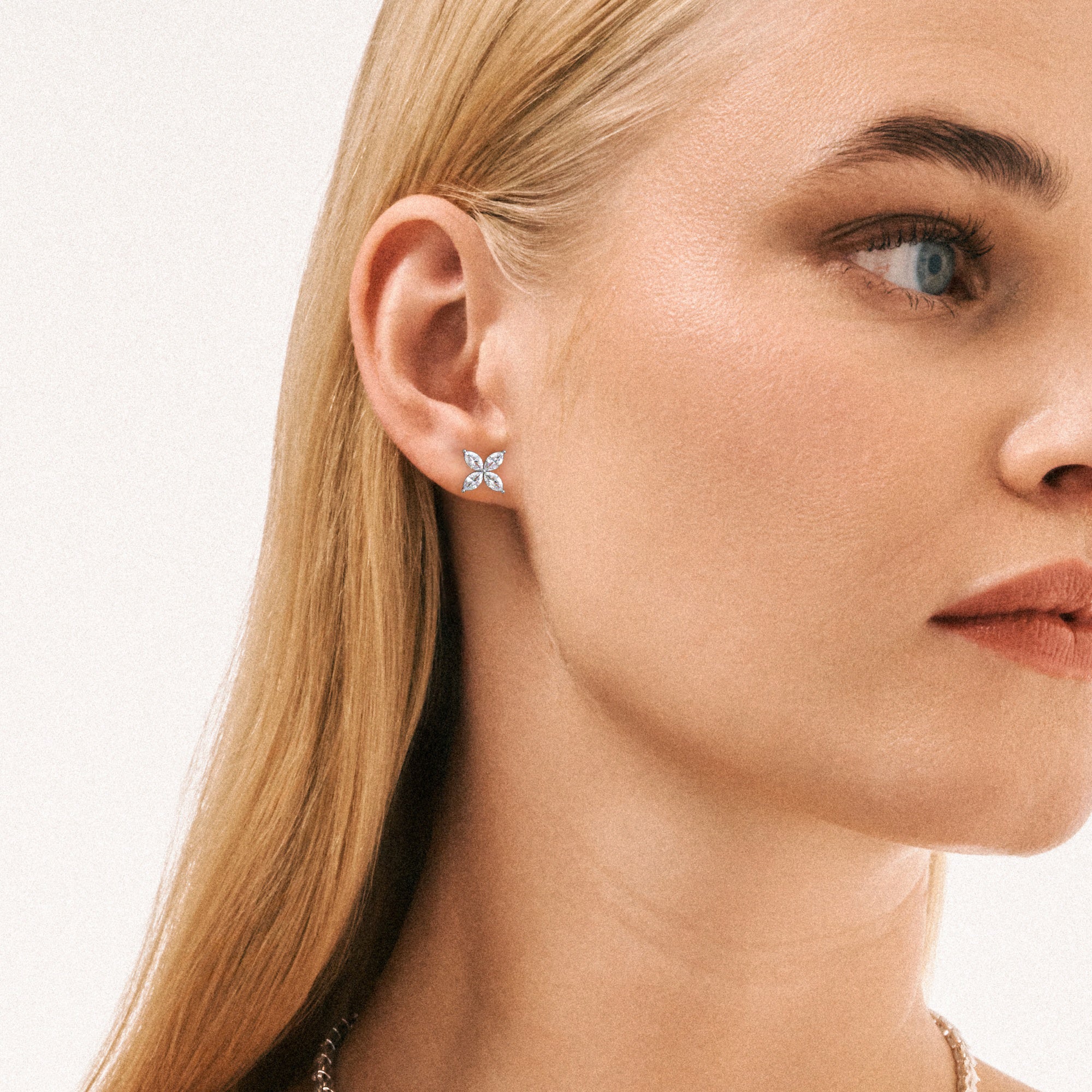 Luxe Floral 2.00ct Marquise Cut Lab Diamond Stud Earrings in 18K White Gold - Image 4