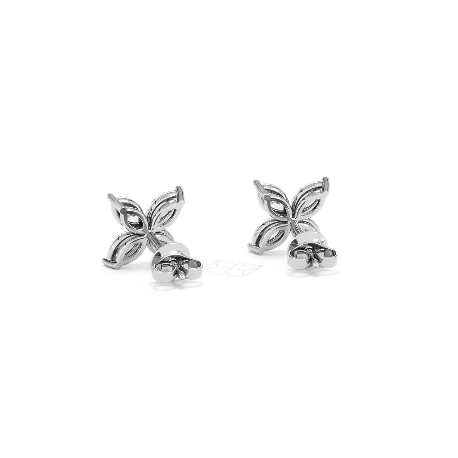 Luxe Floral 2.00ct Marquise Cut Lab Diamond Stud Earrings in 18K White Gold - Image 53