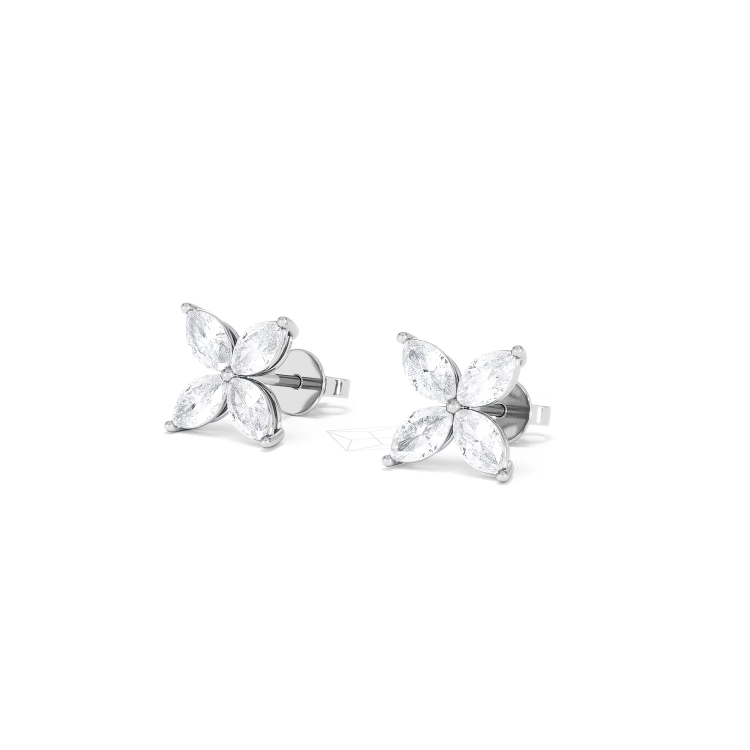 Luxe Floral 2.00ct Marquise Cut Lab Diamond Stud Earrings in 18K White Gold - Image 82