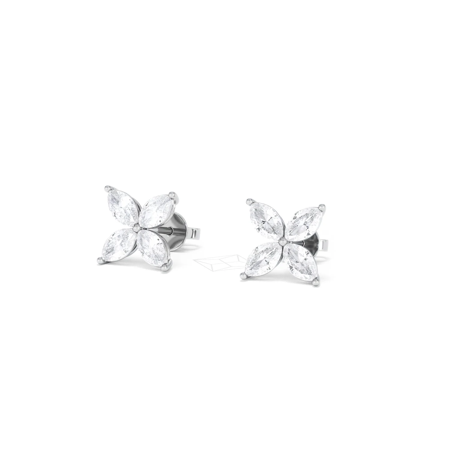 Luxe Floral 2.00ct Marquise Cut Lab Diamond Stud Earrings in 18K White Gold - Image 84