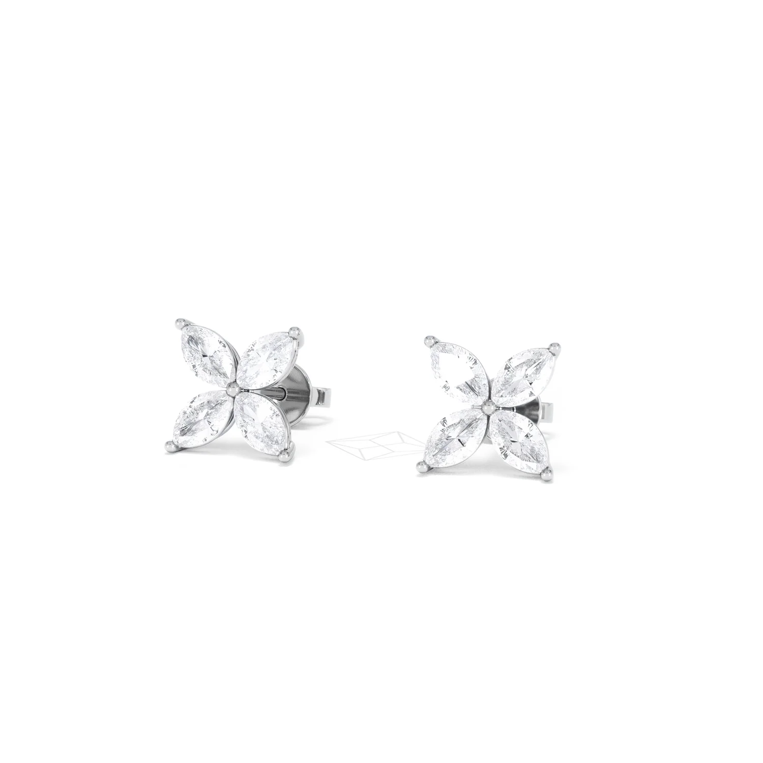 Luxe Floral 2.00ct Marquise Cut Lab Diamond Stud Earrings in 18K White Gold - Image 85