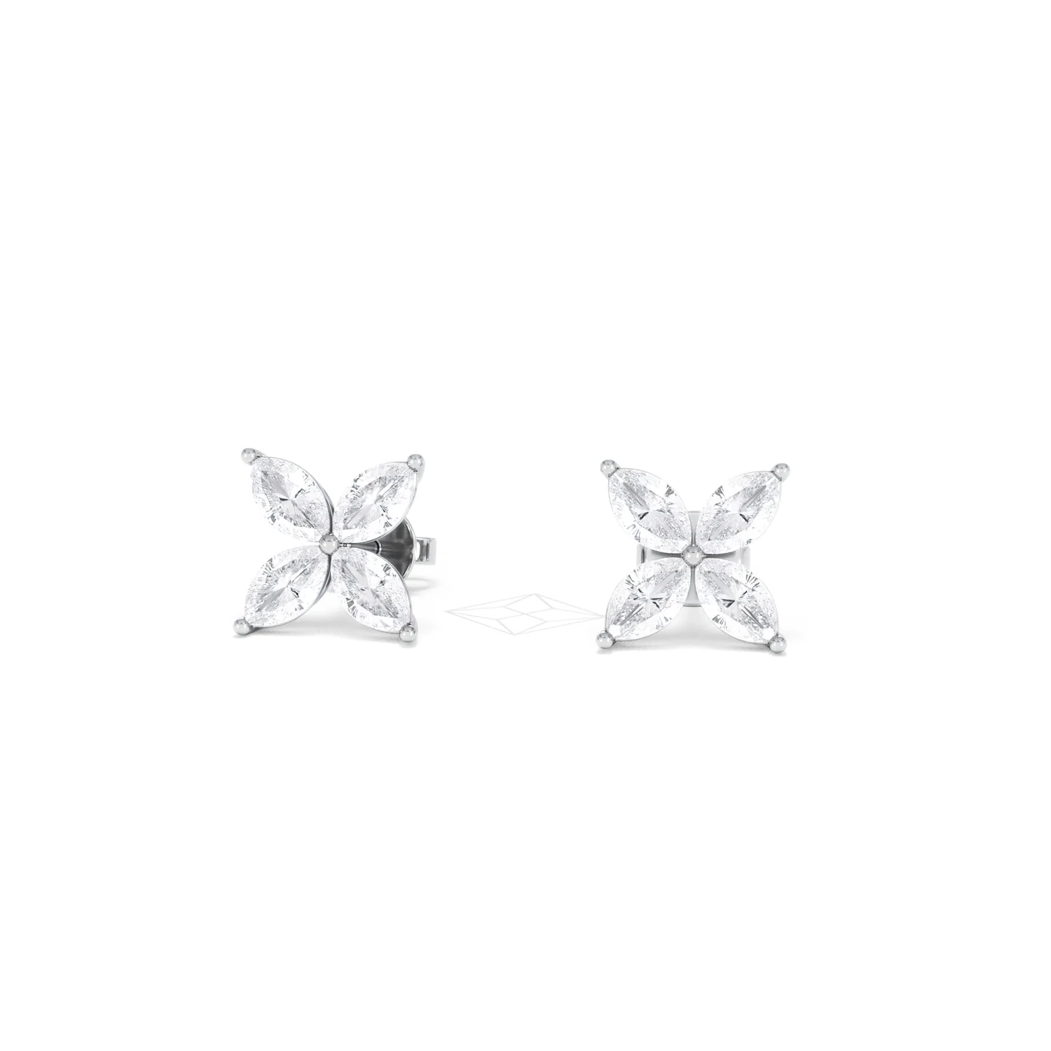 Luxe Floral 2.00ct Marquise Cut Lab Diamond Stud Earrings in 18K White Gold - Image 87