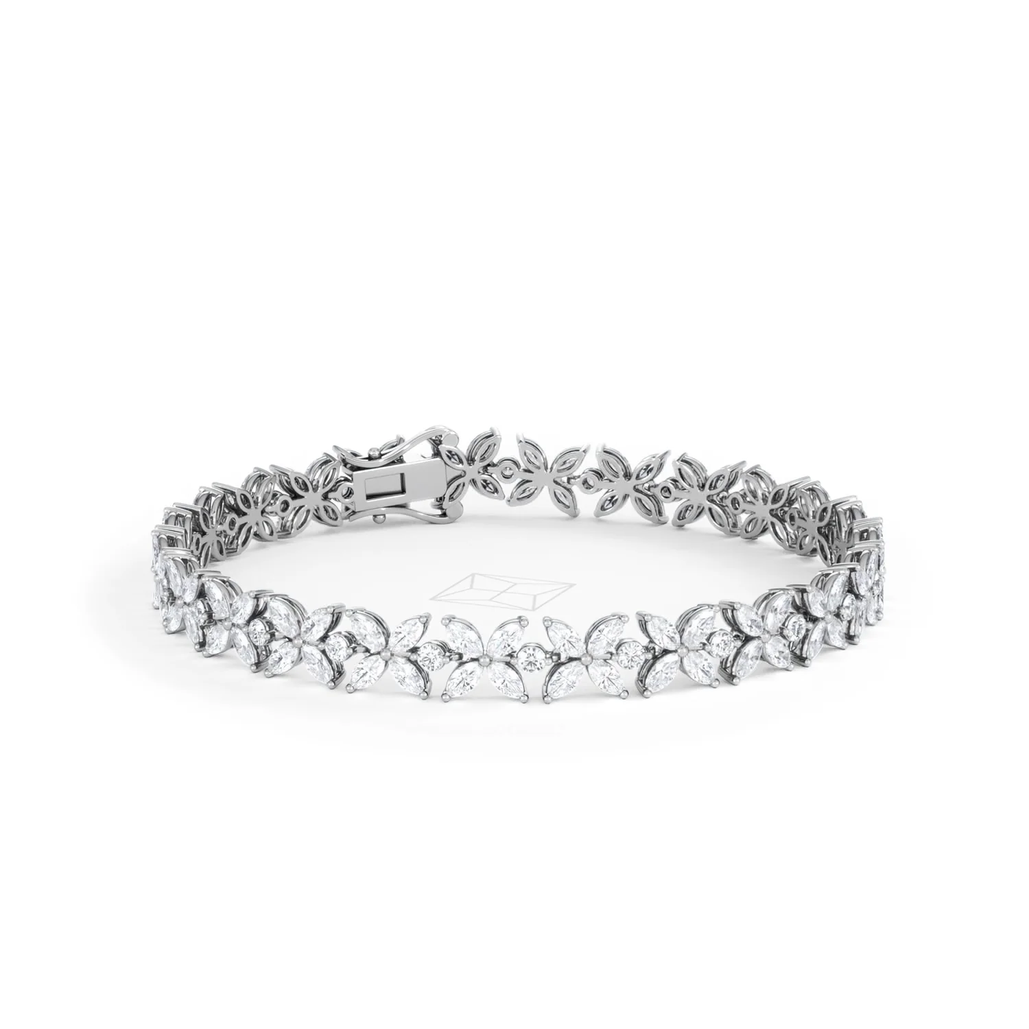 Luxe Floral 7.00ct Marquise and Round Cut Lab Diamond Tennis Bracelet in 18K White Gold - Image 14