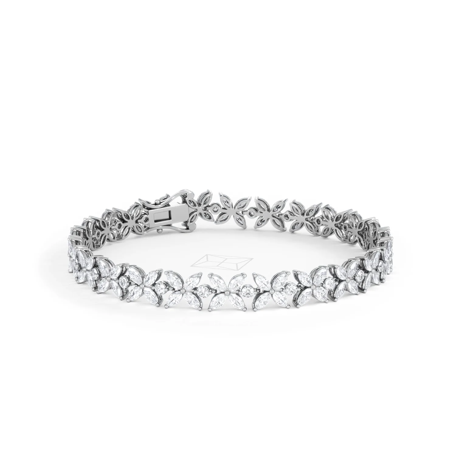 Luxe Floral 7.00ct Marquise and Round Cut Lab Diamond Tennis Bracelet in 18K White Gold - Image 15