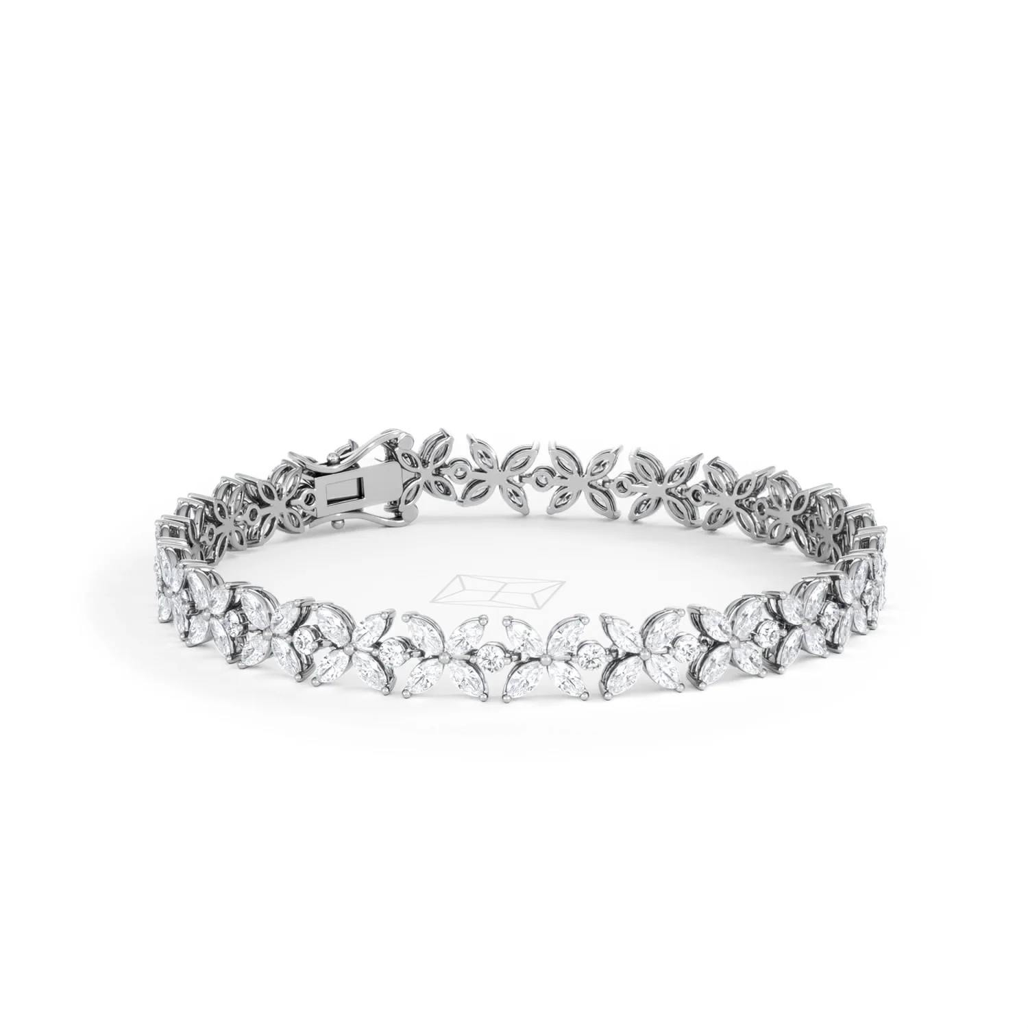 Luxe Floral 7.00ct Marquise and Round Cut Lab Diamond Tennis Bracelet in 18K White Gold - Image 16