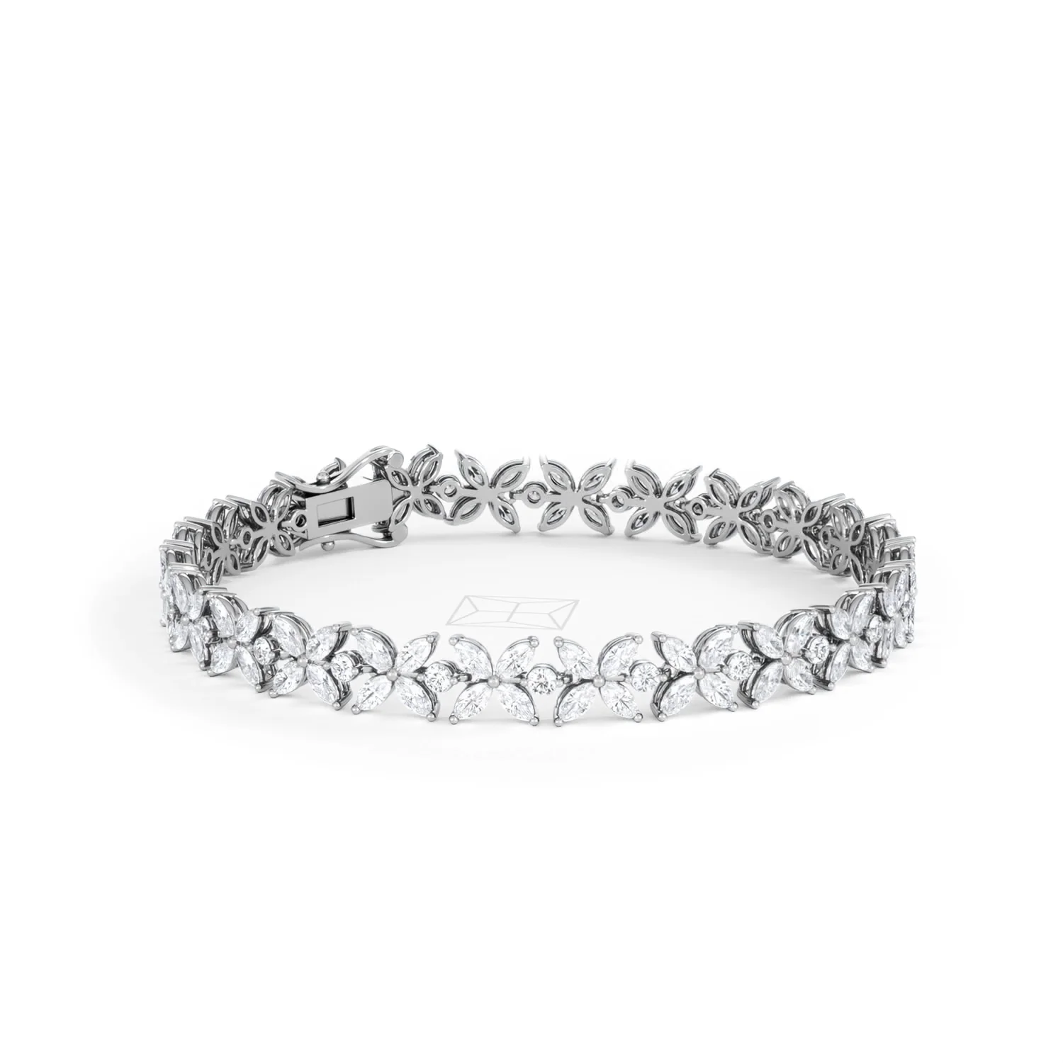 Luxe Floral 7.00ct Marquise and Round Cut Lab Diamond Tennis Bracelet in 18K White Gold - Image 17