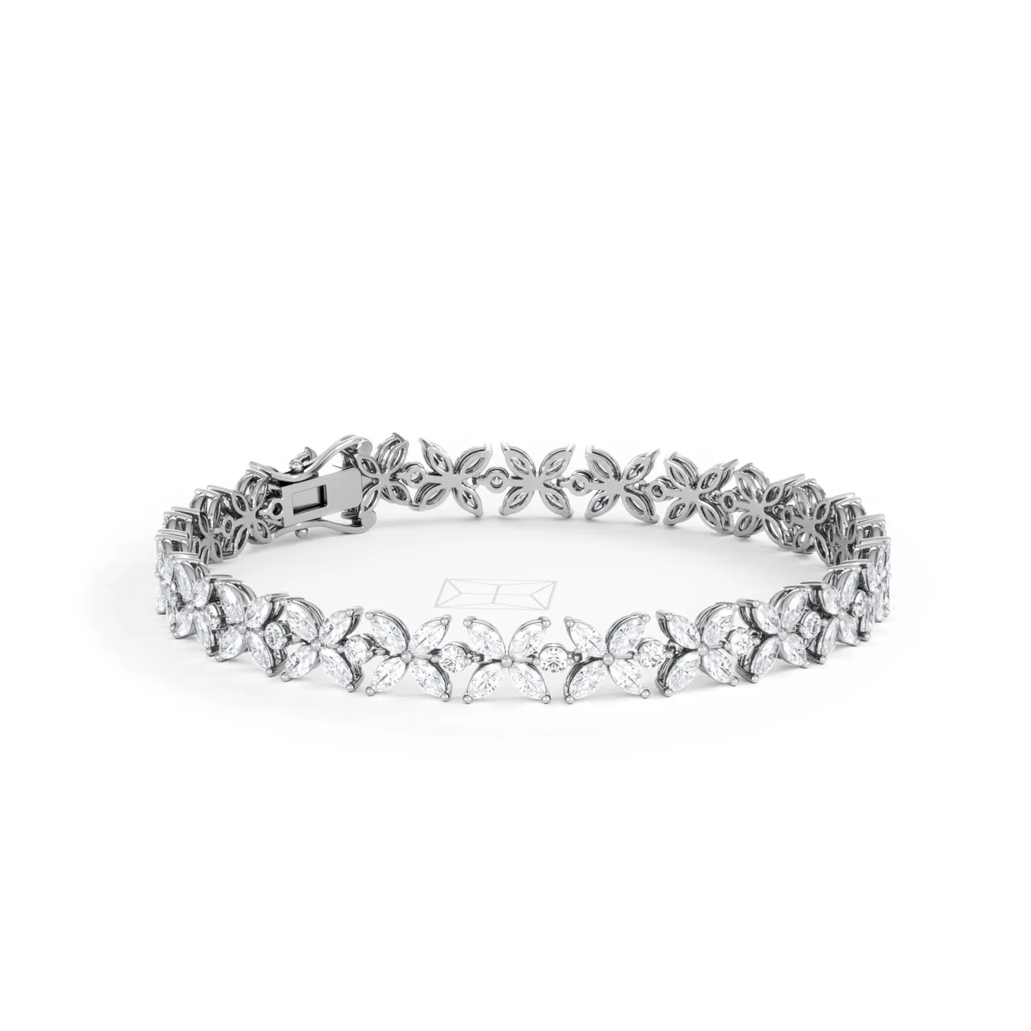 Luxe Floral 7.00ct Marquise and Round Cut Lab Diamond Tennis Bracelet in 18K White Gold - Image 18