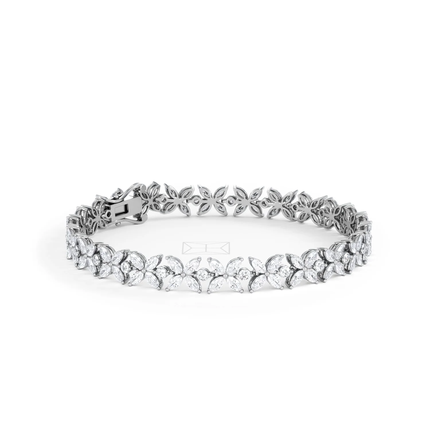 Luxe Floral 7.00ct Marquise and Round Cut Lab Diamond Tennis Bracelet in 18K White Gold - Image 19