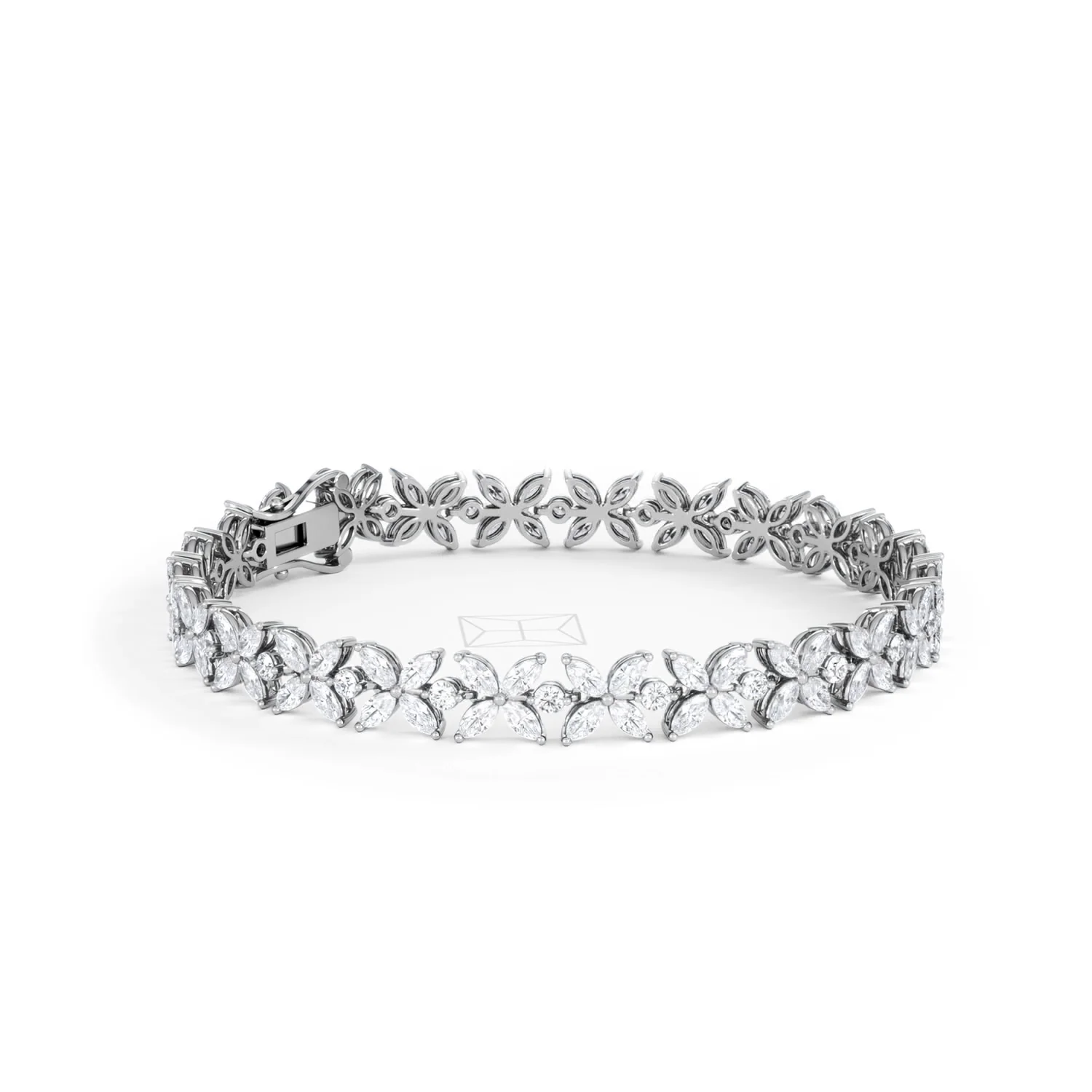 Luxe Floral 7.00ct Marquise and Round Cut Lab Diamond Tennis Bracelet in 18K White Gold - Image 20