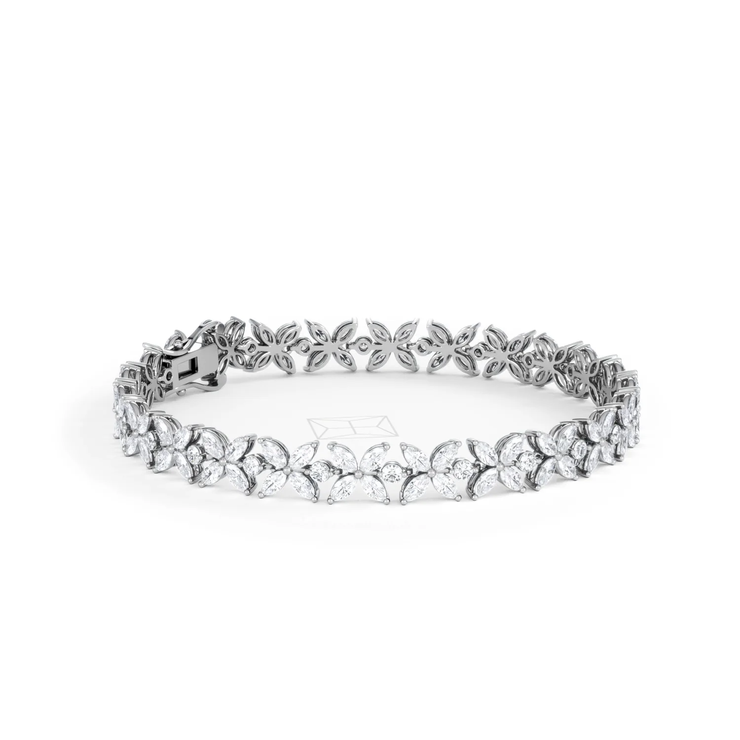 Luxe Floral 7.00ct Marquise and Round Cut Lab Diamond Tennis Bracelet in 18K White Gold - Image 21