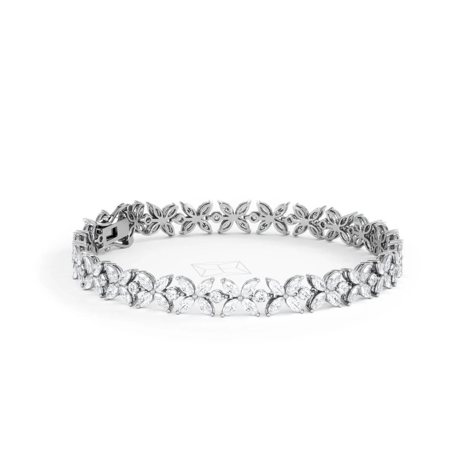 Luxe Floral 7.00ct Marquise and Round Cut Lab Diamond Tennis Bracelet in 18K White Gold - Image 22