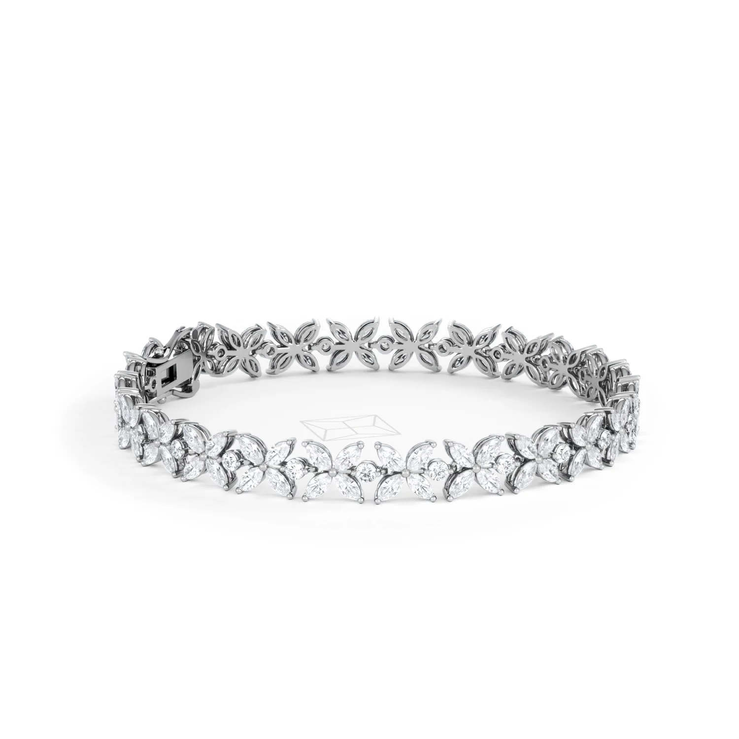 Luxe Floral 7.00ct Marquise and Round Cut Lab Diamond Tennis Bracelet in 18K White Gold - Image 23