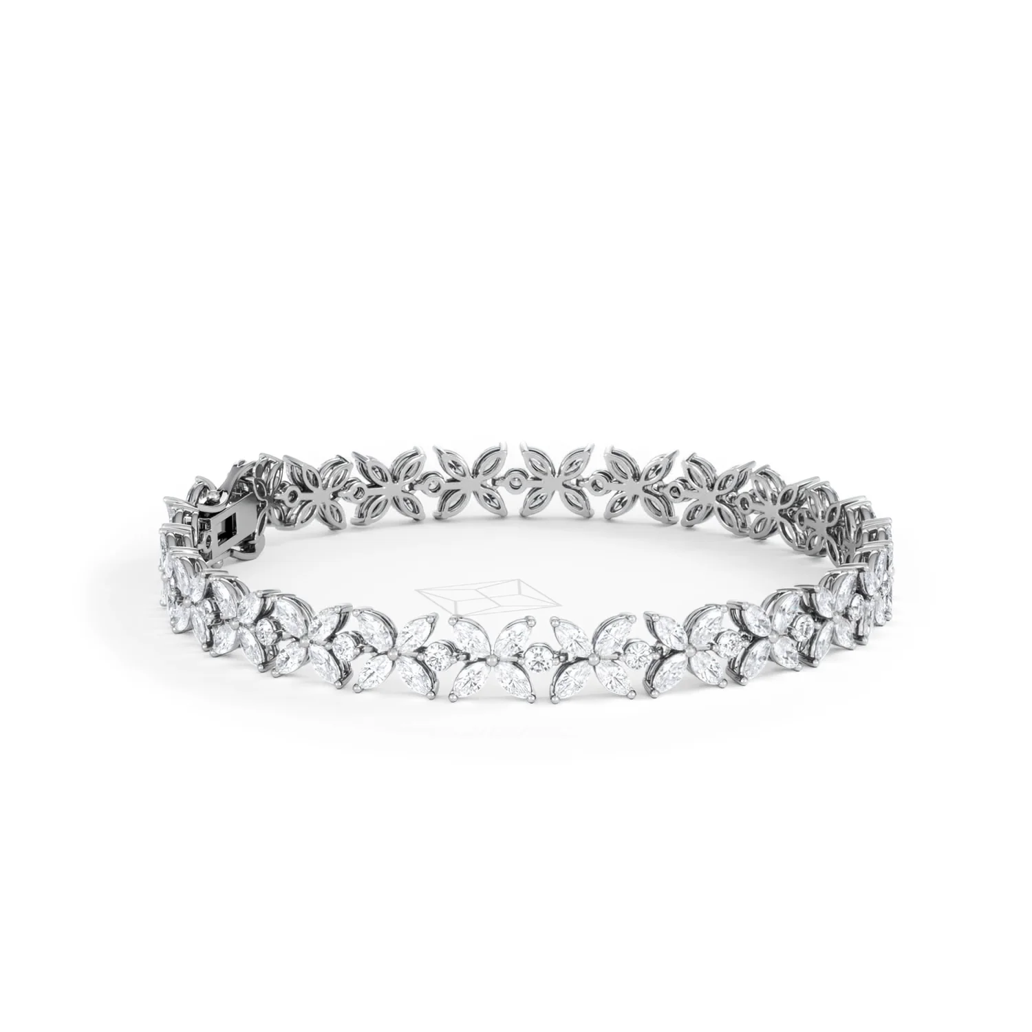 Luxe Floral 7.00ct Marquise and Round Cut Lab Diamond Tennis Bracelet in 18K White Gold - Image 24