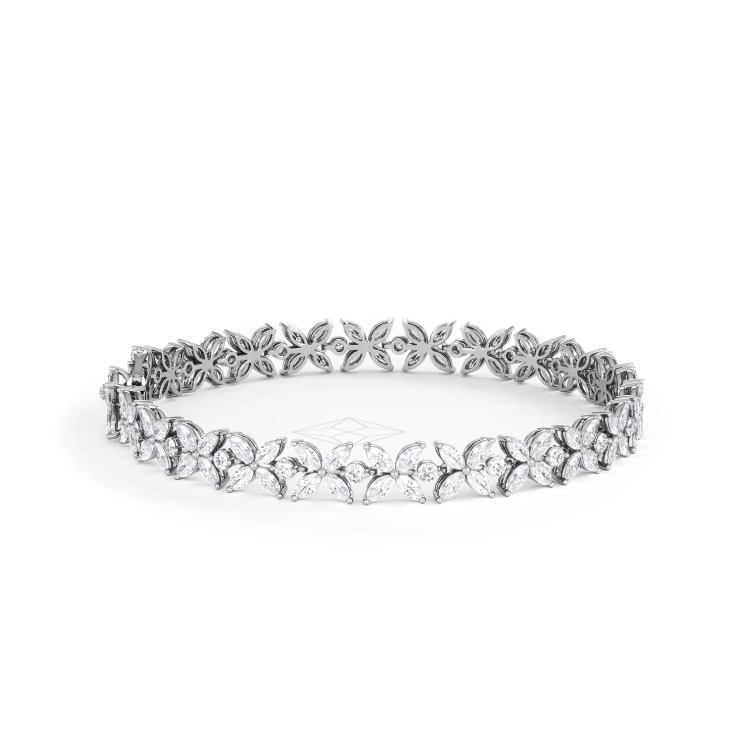 Luxe Floral 7.00ct Marquise and Round Cut Lab Diamond Tennis Bracelet in 18K White Gold - Image 29