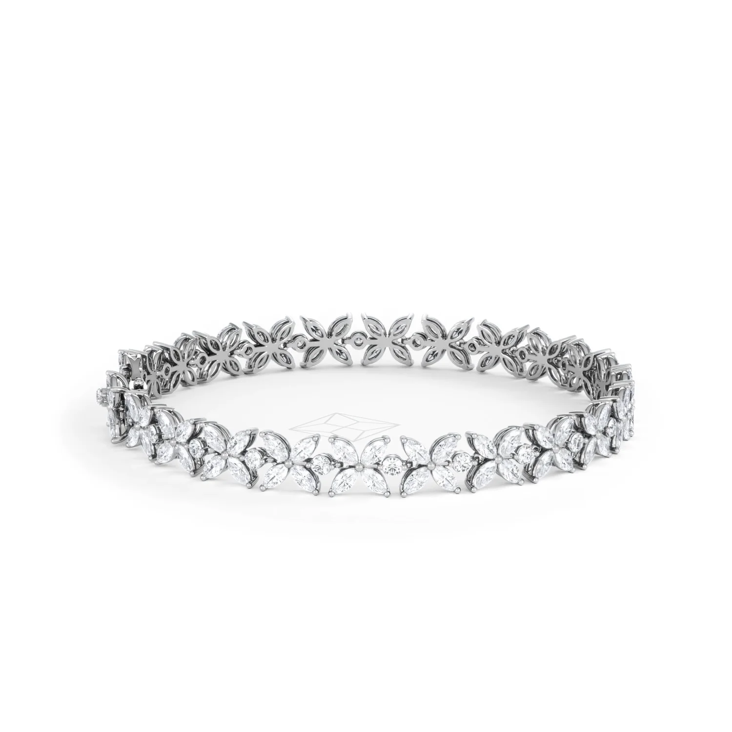 Luxe Floral 7.00ct Marquise and Round Cut Lab Diamond Tennis Bracelet in 18K White Gold - Image 31