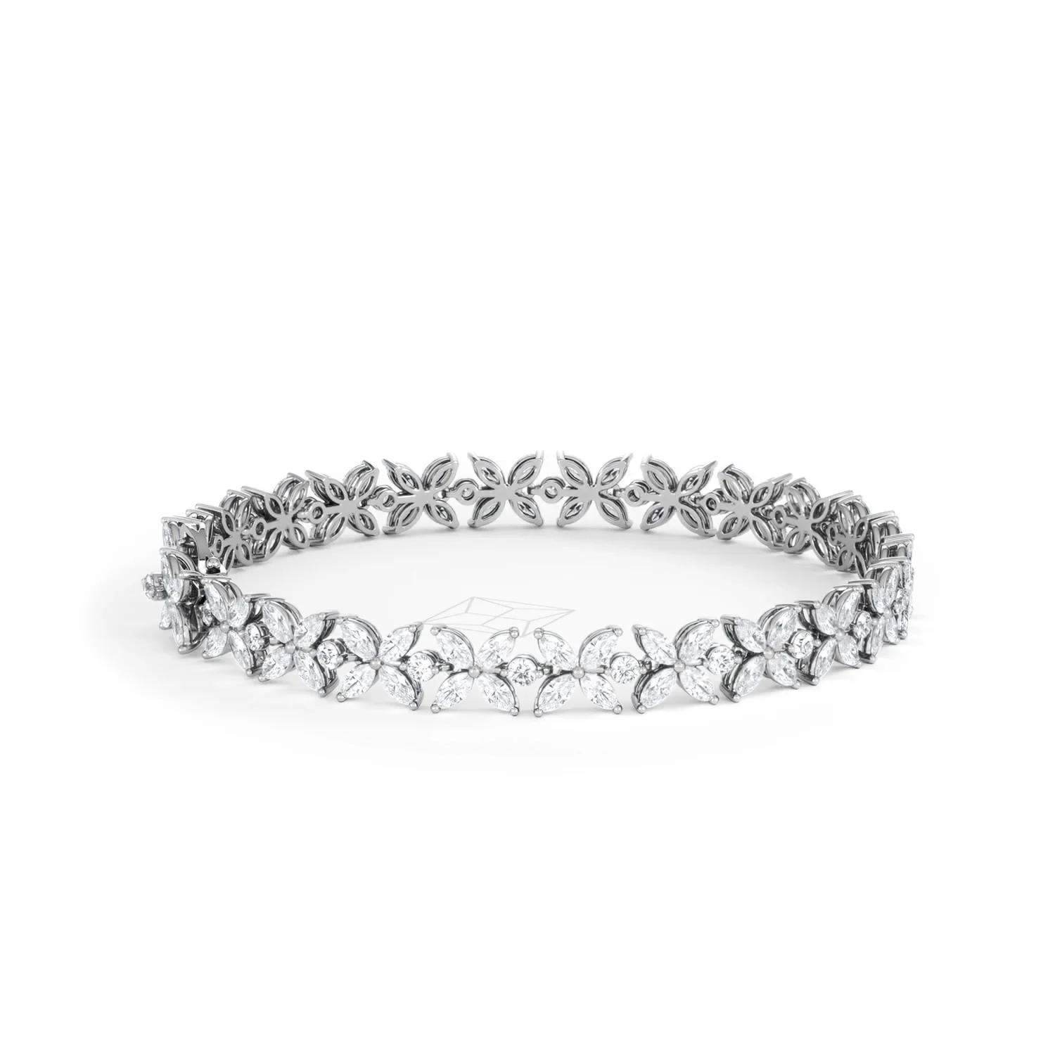 Luxe Floral 7.00ct Marquise and Round Cut Lab Diamond Tennis Bracelet in 18K White Gold - Image 33