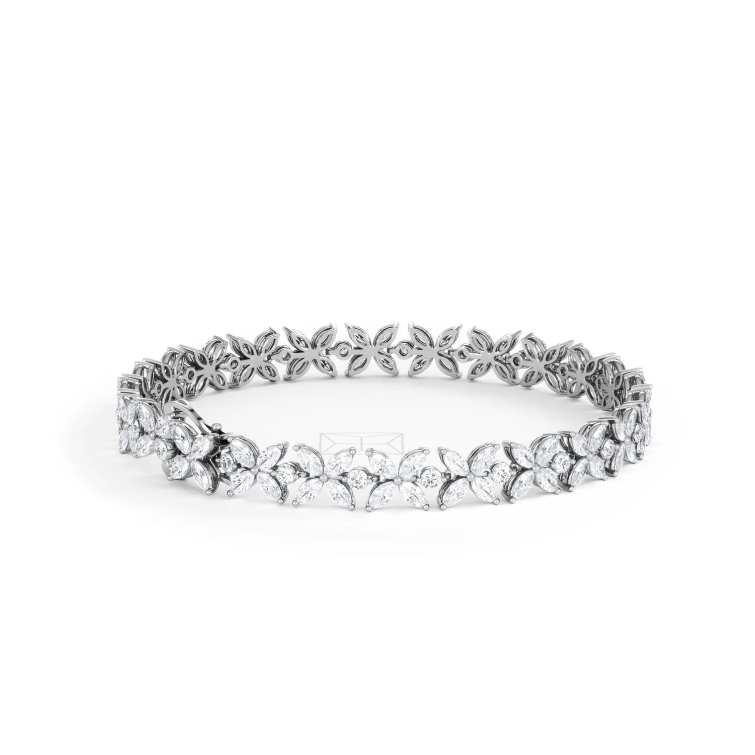Luxe Floral 7.00ct Marquise and Round Cut Lab Diamond Tennis Bracelet in 18K White Gold - Image 39
