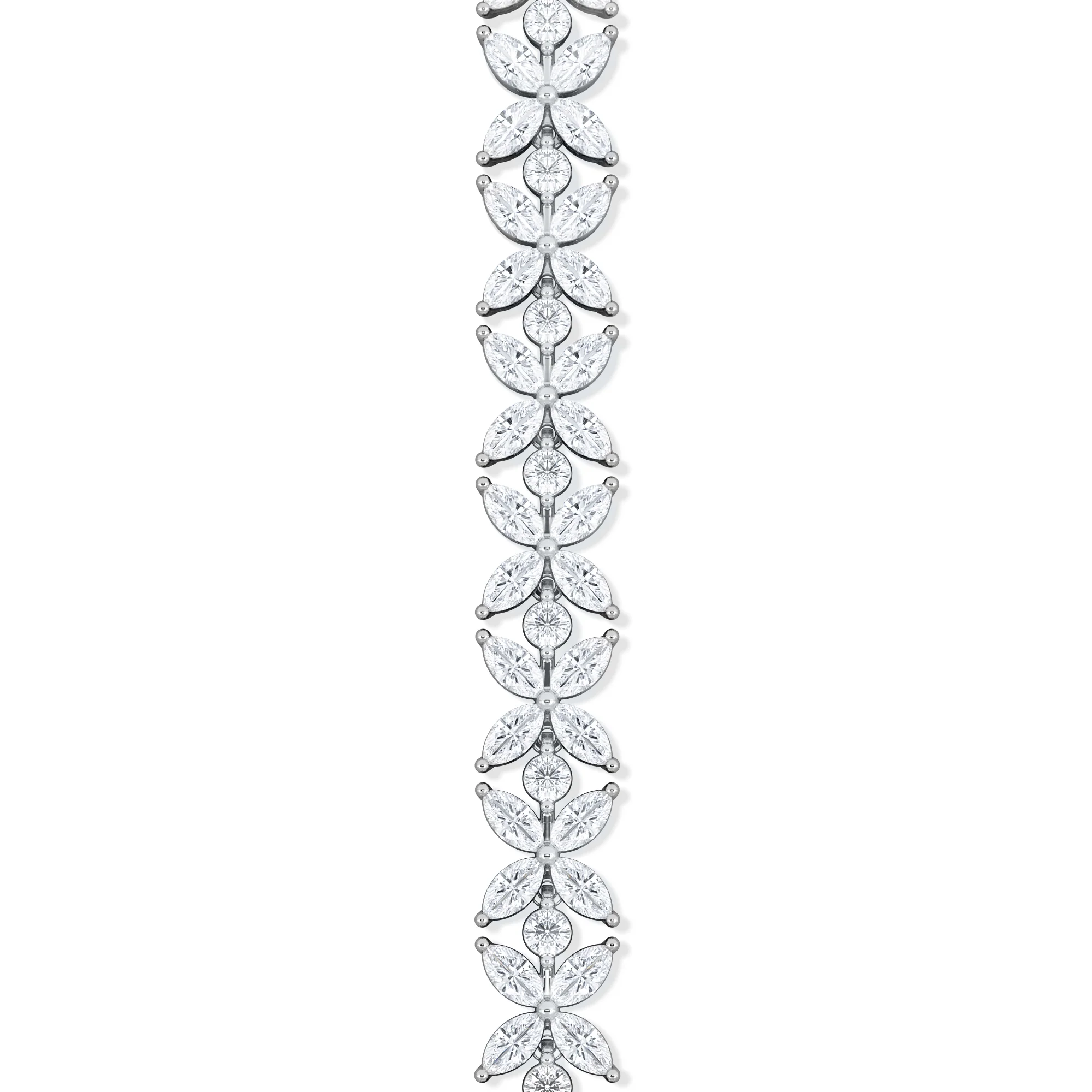 Luxe Floral 7.00ct Marquise and Round Cut Lab Diamond Tennis Bracelet in 18K White Gold - Image 5