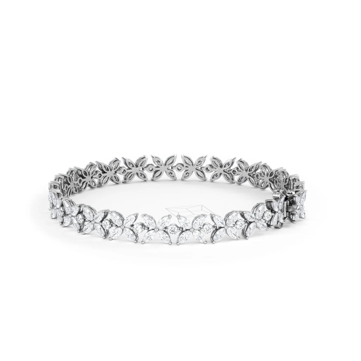 Luxe Floral 7.00ct Marquise and Round Cut Lab Diamond Tennis Bracelet in 18K White Gold - Image 63