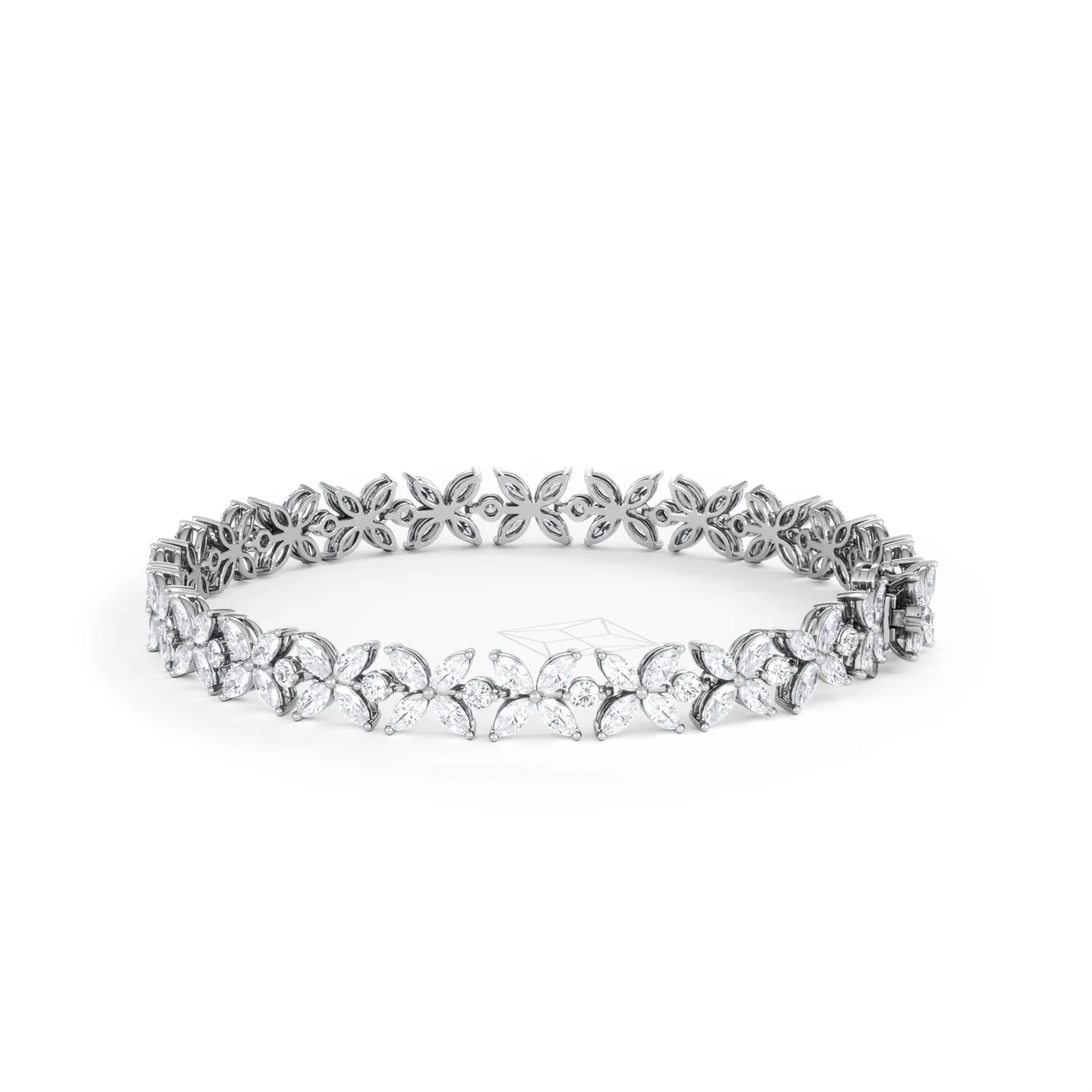 Luxe Floral 7.00ct Marquise and Round Cut Lab Diamond Tennis Bracelet in 18K White Gold - Image 65