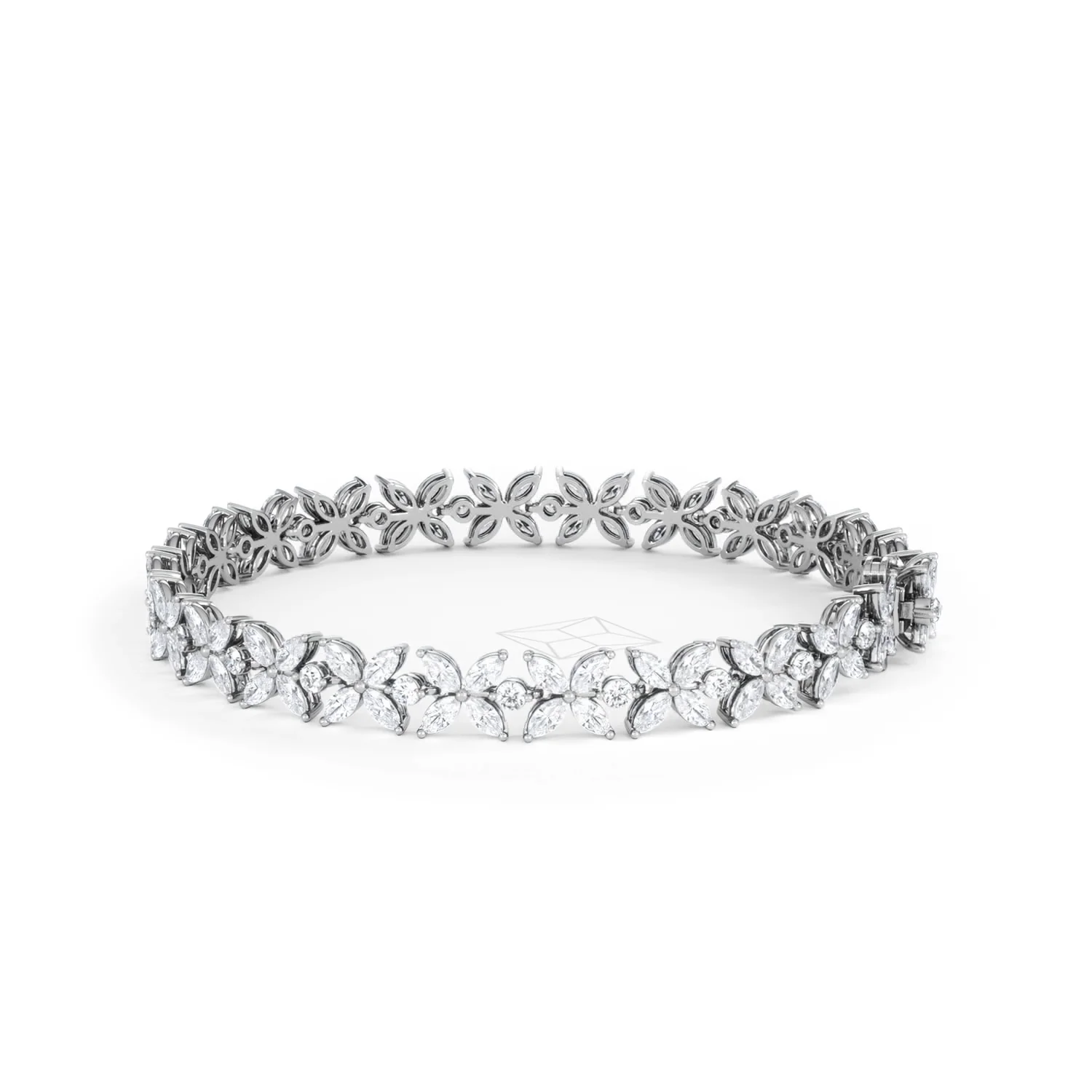 Luxe Floral 7.00ct Marquise and Round Cut Lab Diamond Tennis Bracelet in 18K White Gold - Image 66