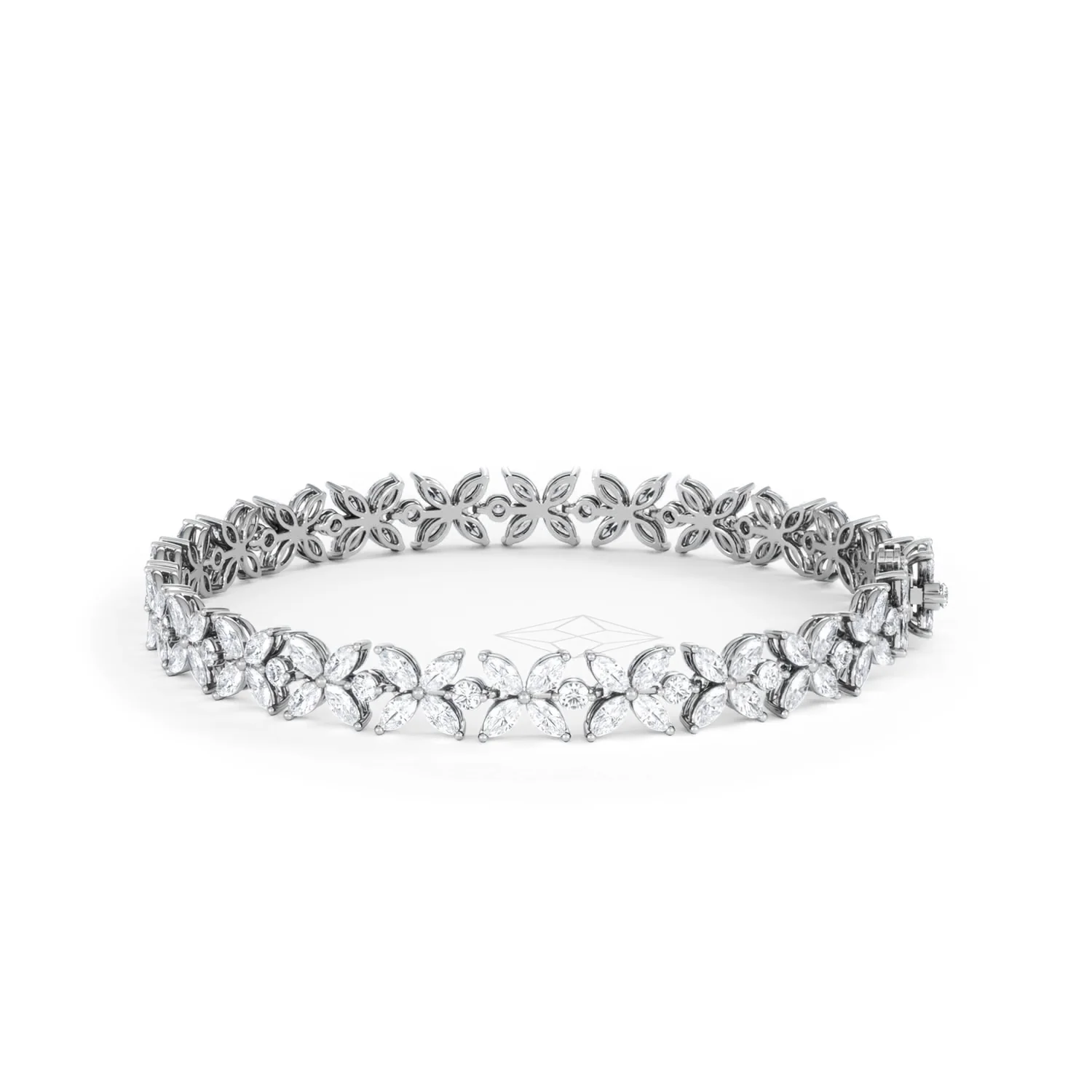 Luxe Floral 7.00ct Marquise and Round Cut Lab Diamond Tennis Bracelet in 18K White Gold - Image 68