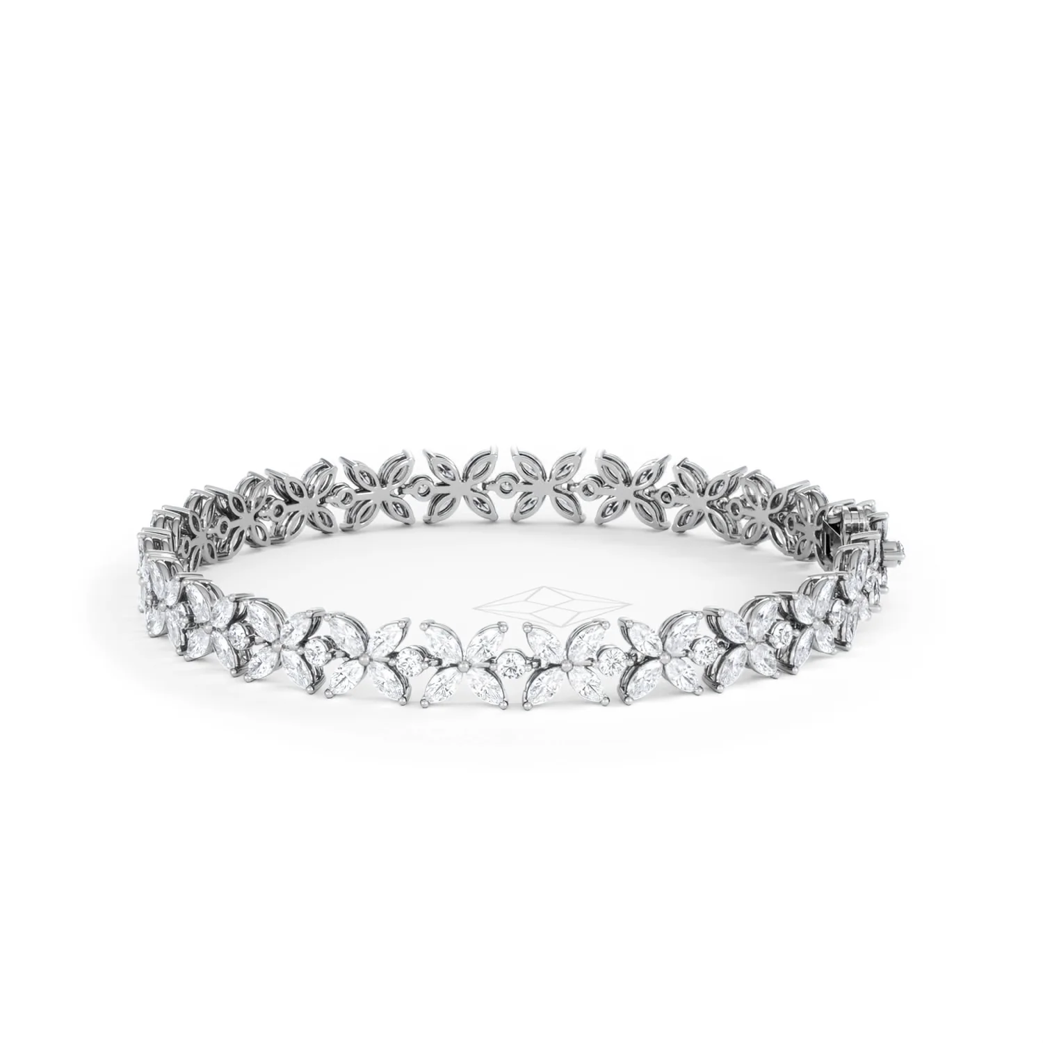 Luxe Floral 7.00ct Marquise and Round Cut Lab Diamond Tennis Bracelet in 18K White Gold - Image 70