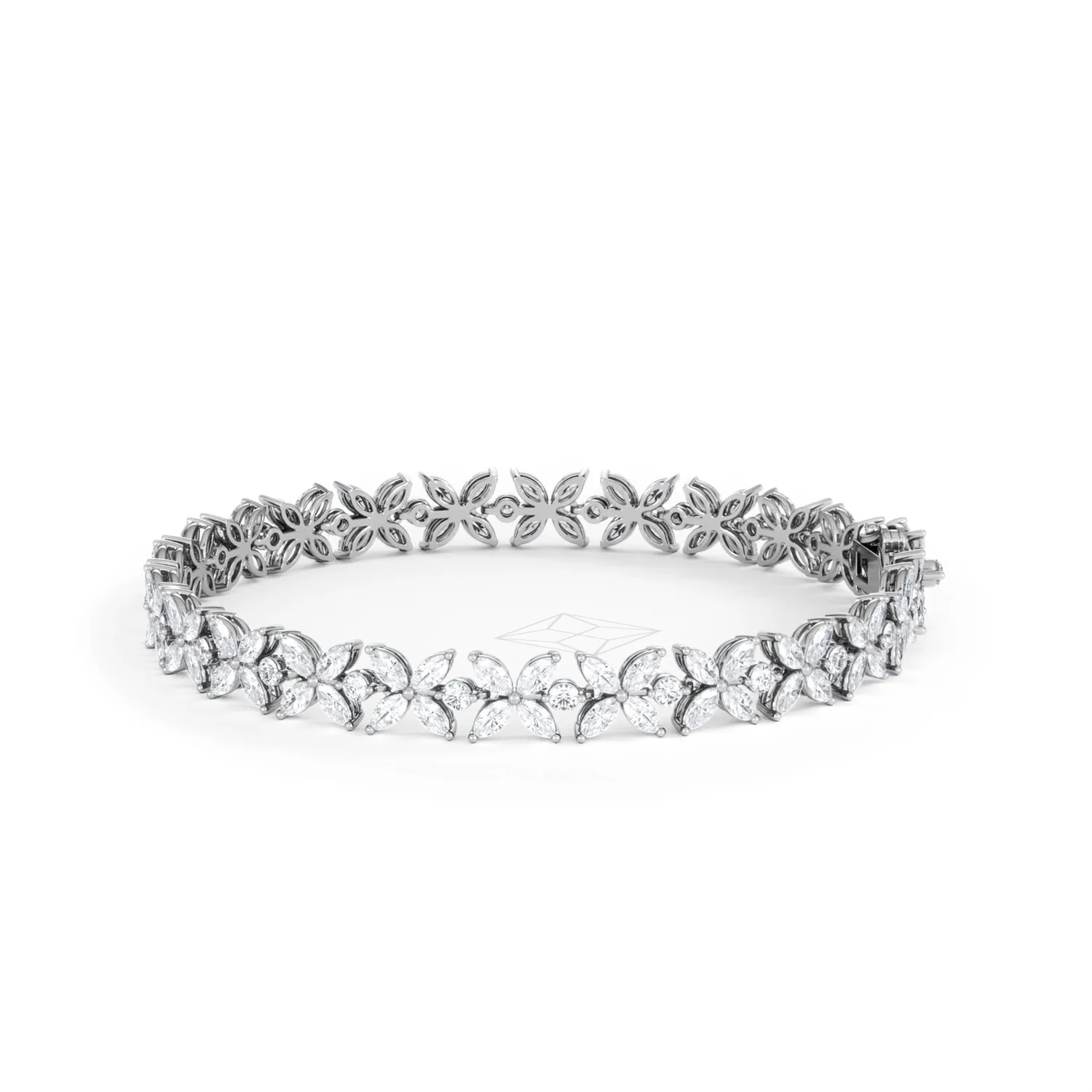 Luxe Floral 7.00ct Marquise and Round Cut Lab Diamond Tennis Bracelet in 18K White Gold - Image 71