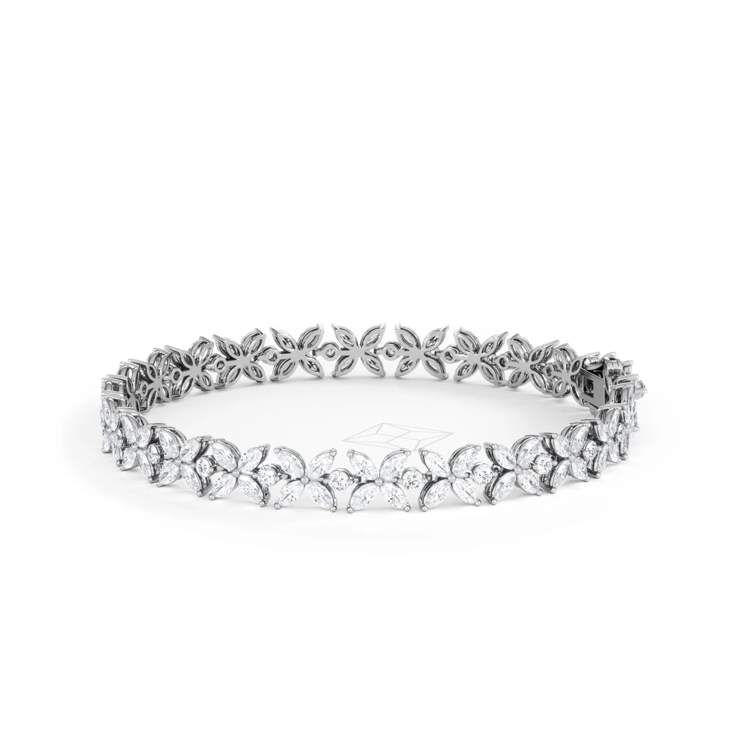 Luxe Floral 7.00ct Marquise and Round Cut Lab Diamond Tennis Bracelet in 18K White Gold - Image 72